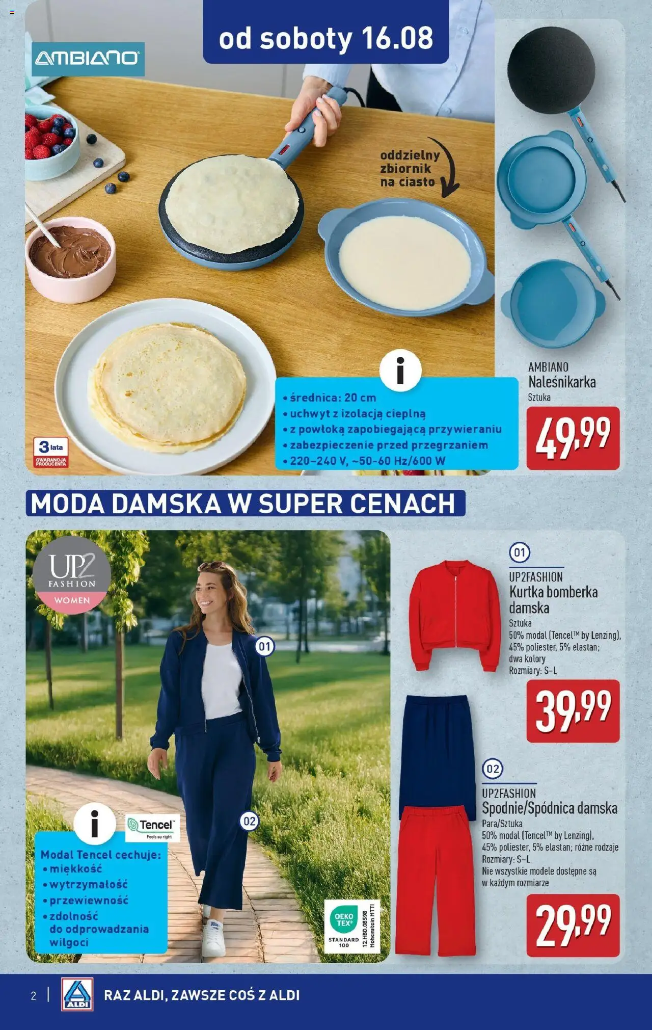 Aldi Gazetka - Od soboty od 15.08.2025 | Strona: 2 | Produkty: Kurtka, Ciasto