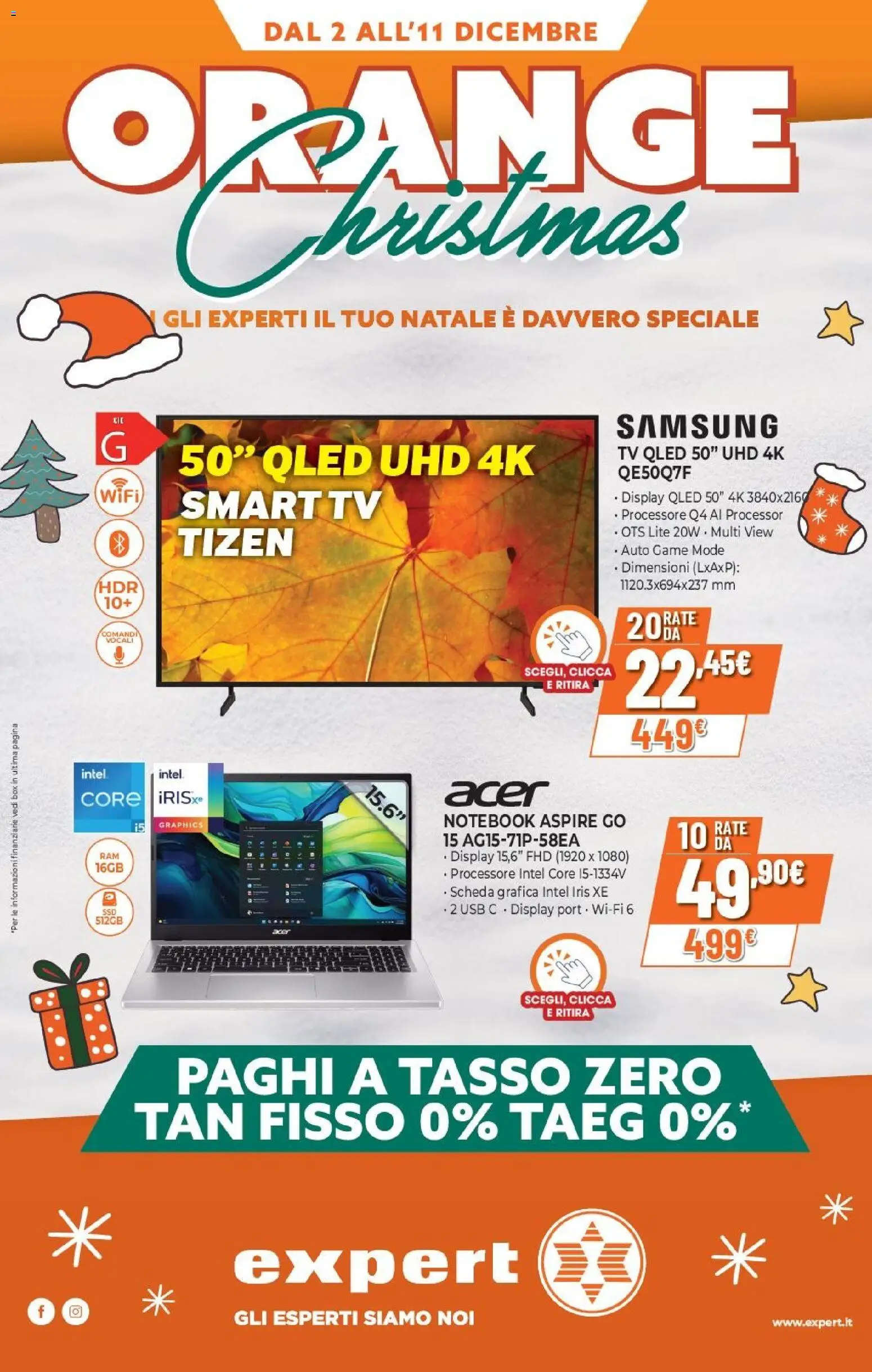 Volantino Expert del 02.12.2025 | Pagina: 1 | Prodotti: smart TV, TV, USB, Samsung