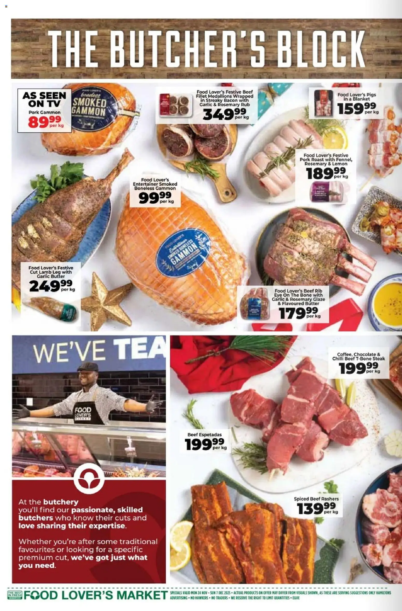 New Food Lover's Market catalogue – valid from 24.11.2025 | Page: 8 | Products: TV, Steak, Butter, Pork