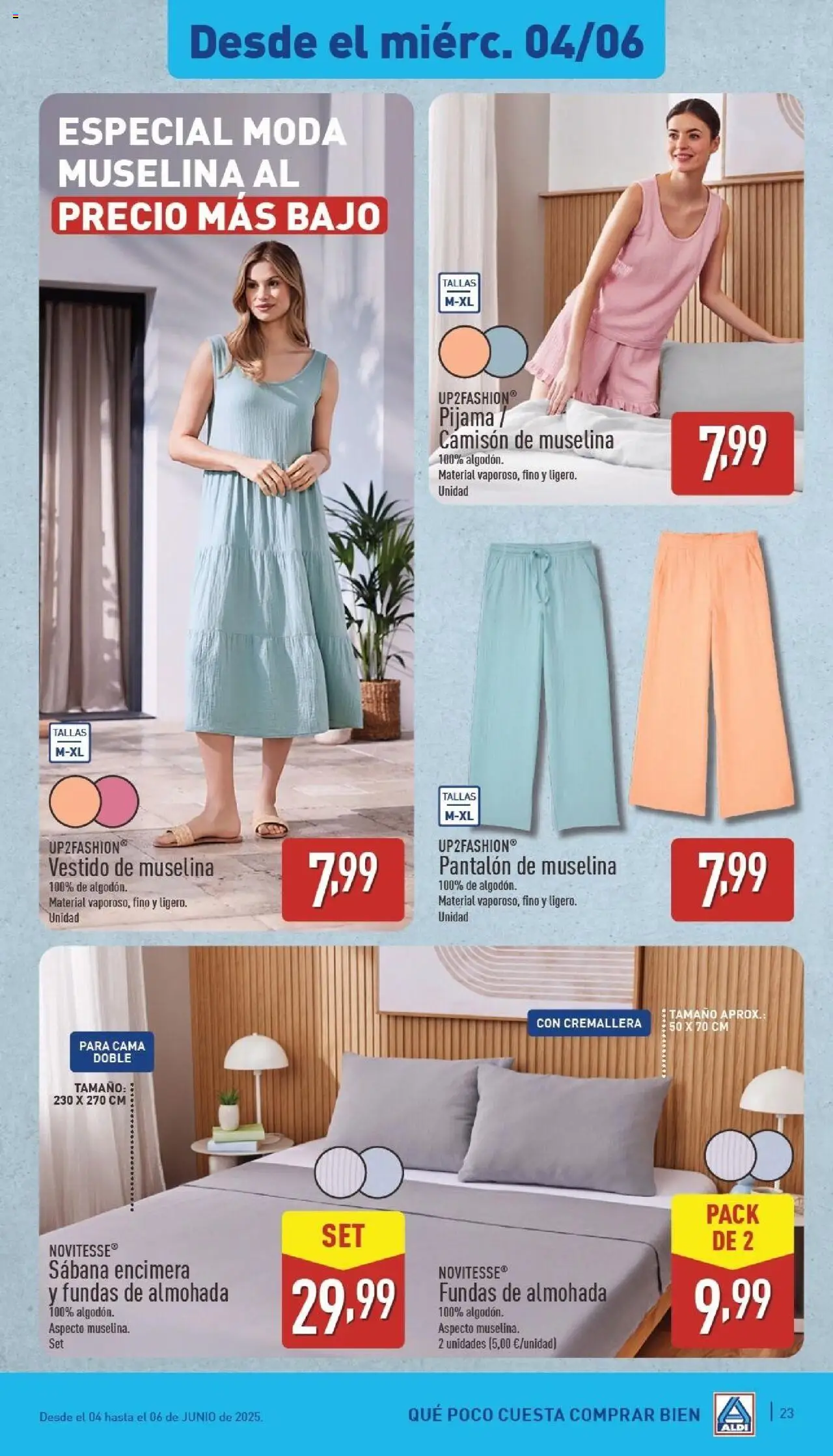 Aldi folleto Península │ válido desde el 02.06.2025 | Página: 23 | Productos: Pijama, Cama, Almohada, Camisón