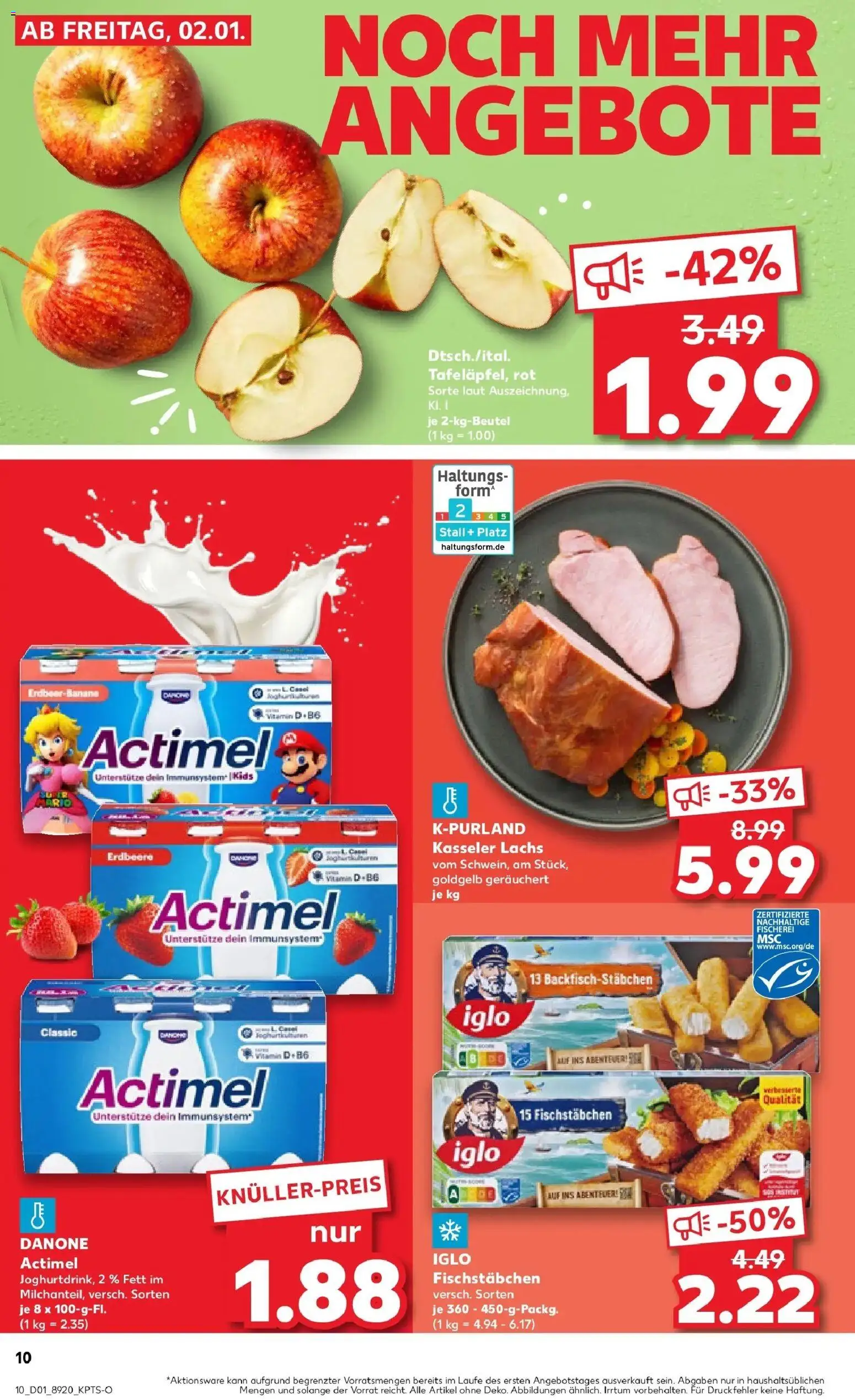 Kaufland prospekt Haldensleben	 – gültig ab 05.01.2026 | Seite: 10 | Produkte: Actimel, Iglo, Lachs, Fischstabchen