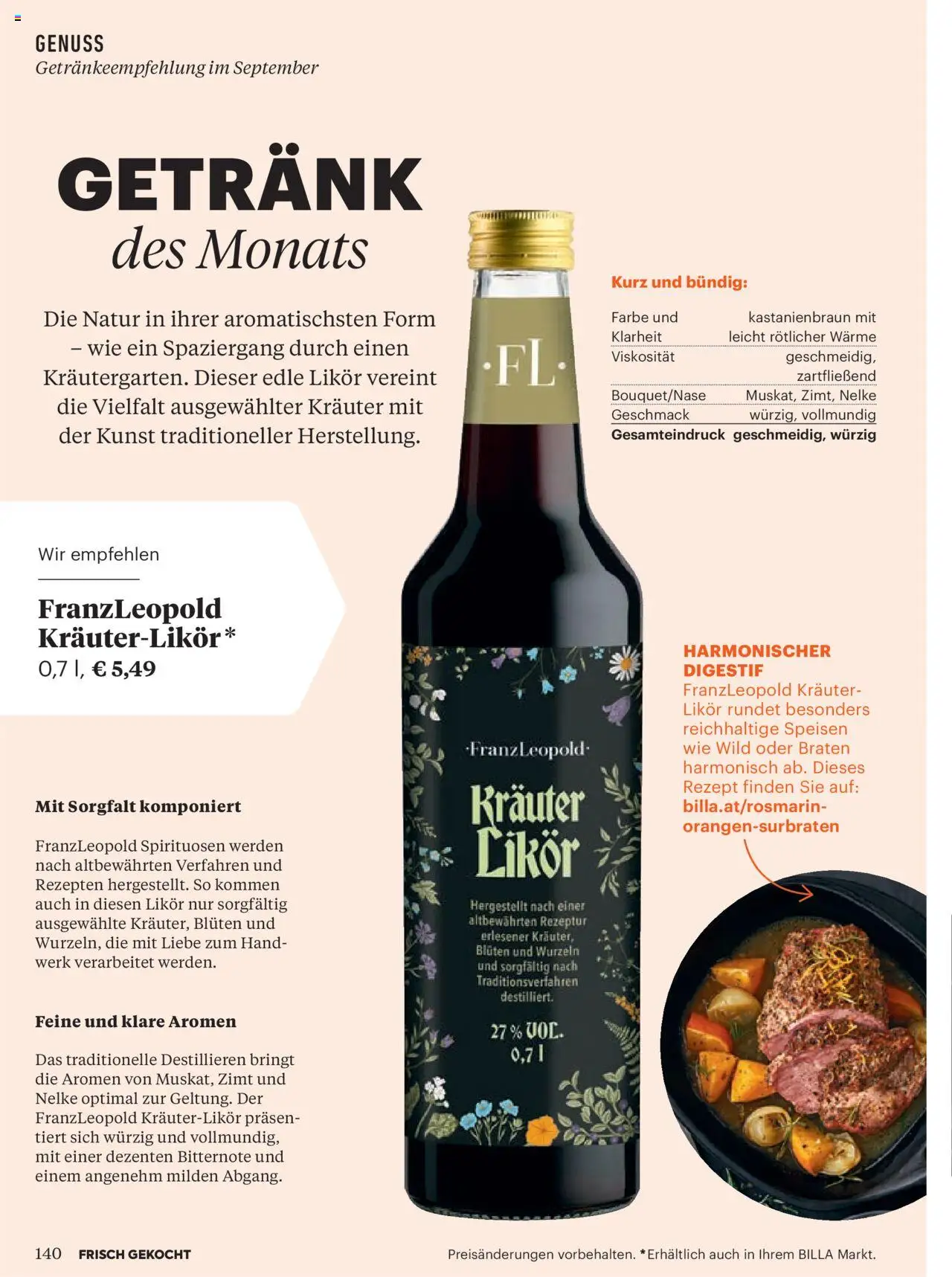Billa Frisch Gekocht gültig ab 01.09.2025 | Seite: 138
