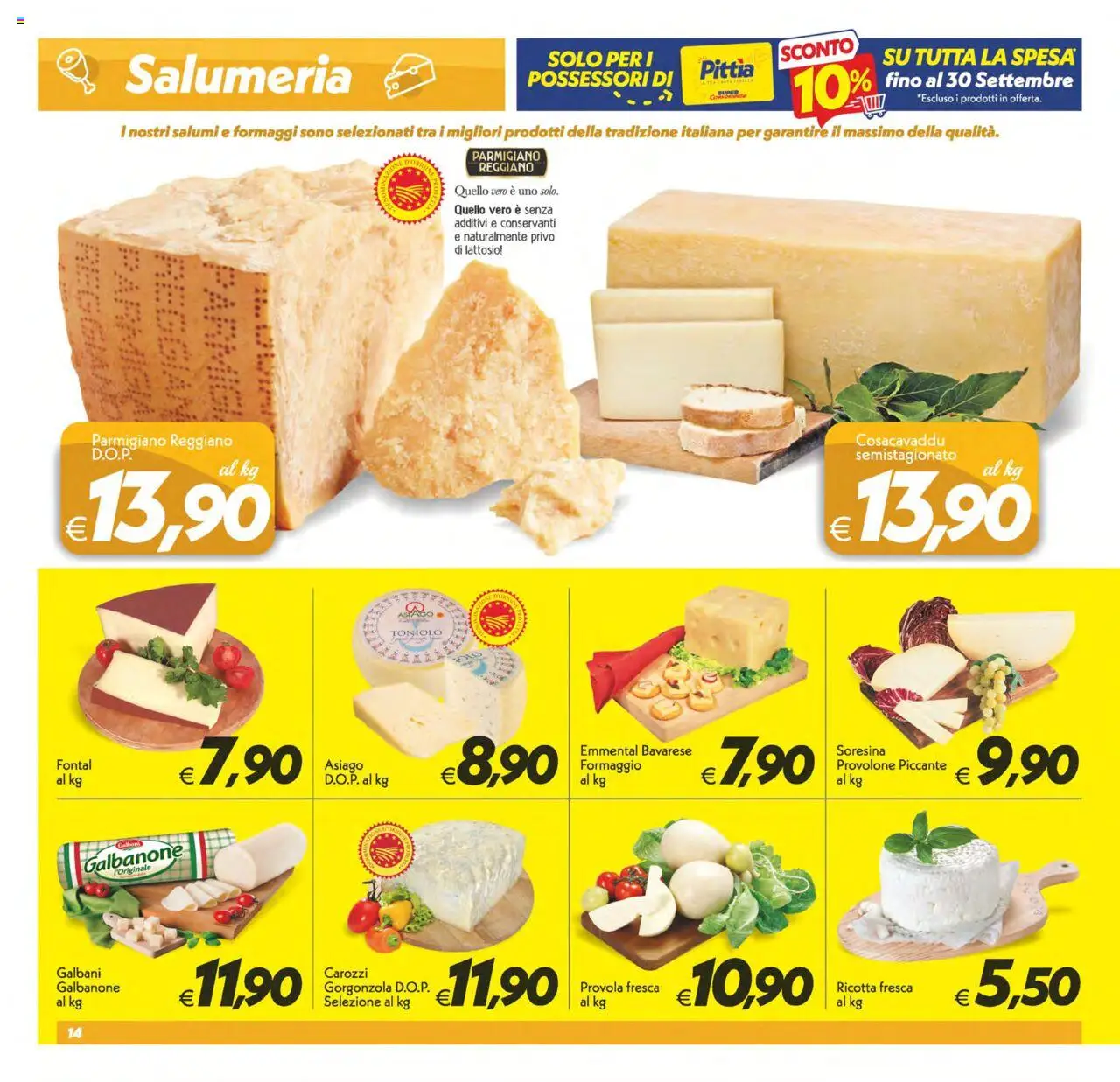 Volantino SuperConveniente del 18.09.2025 | Pagina: 14 | Prodotti: Formaggio, Provola, Parmigiano, Gorgonzola