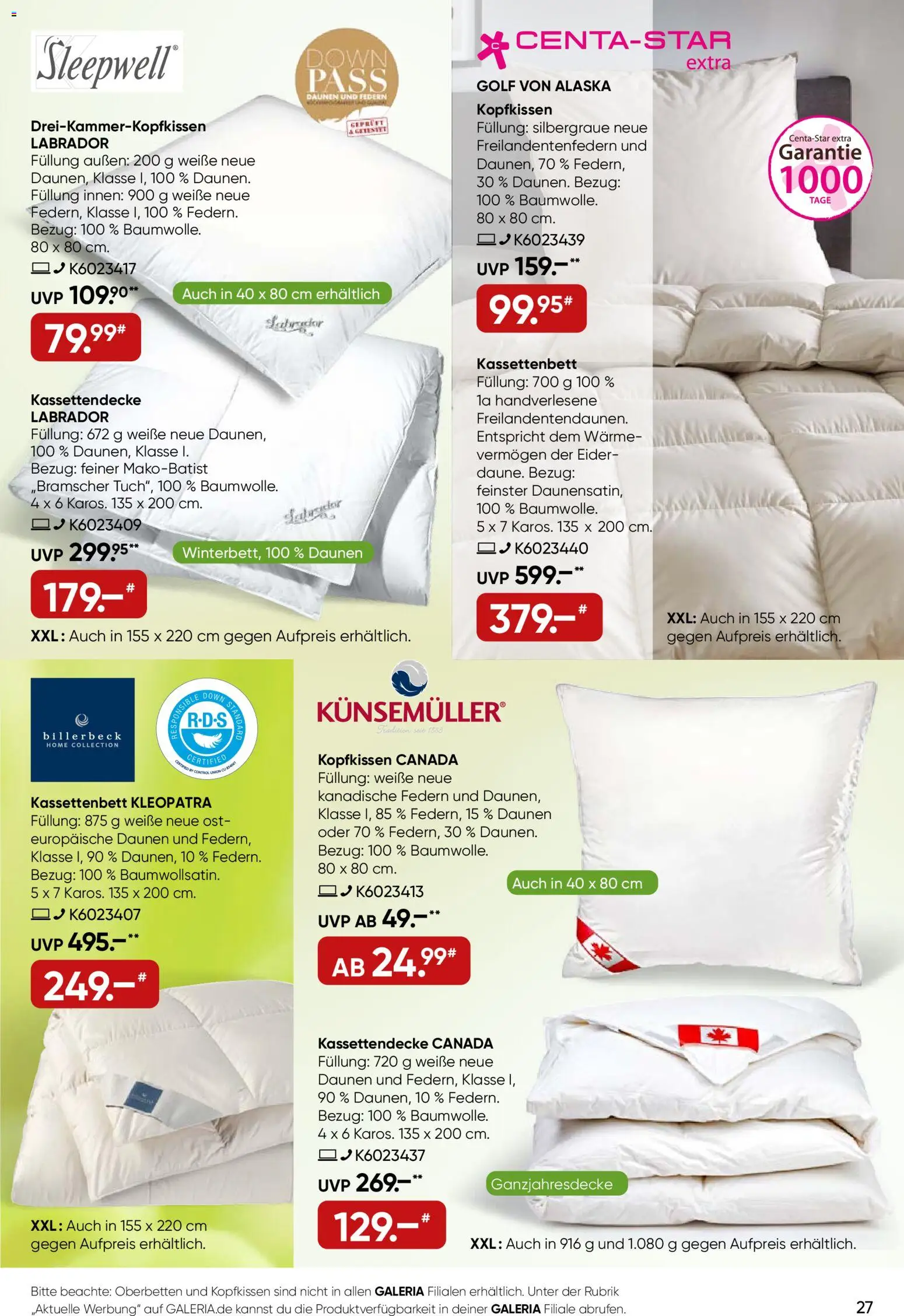 Galeria Karstadt Kaufhof Prospekt 	 – gültig ab 04.03.2026 | Seite: 27 | Produkte: Öl, Kopfkissen