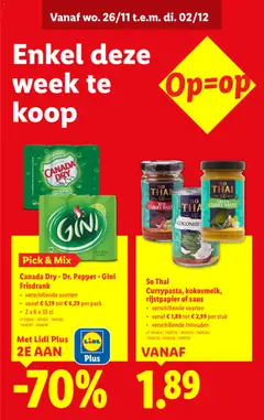 So Thai Currypasta, kokosmelk, rijstpapier of saus, verschillende soorten, vanaf € 1,89 tot € 2,99 per stuk, verschillende inhouden - Voorbeeld van een folder van Lidl, geldig van 24.11.2025 | Pagina: 22 | Producten: Frisdrank, Gin, Saus