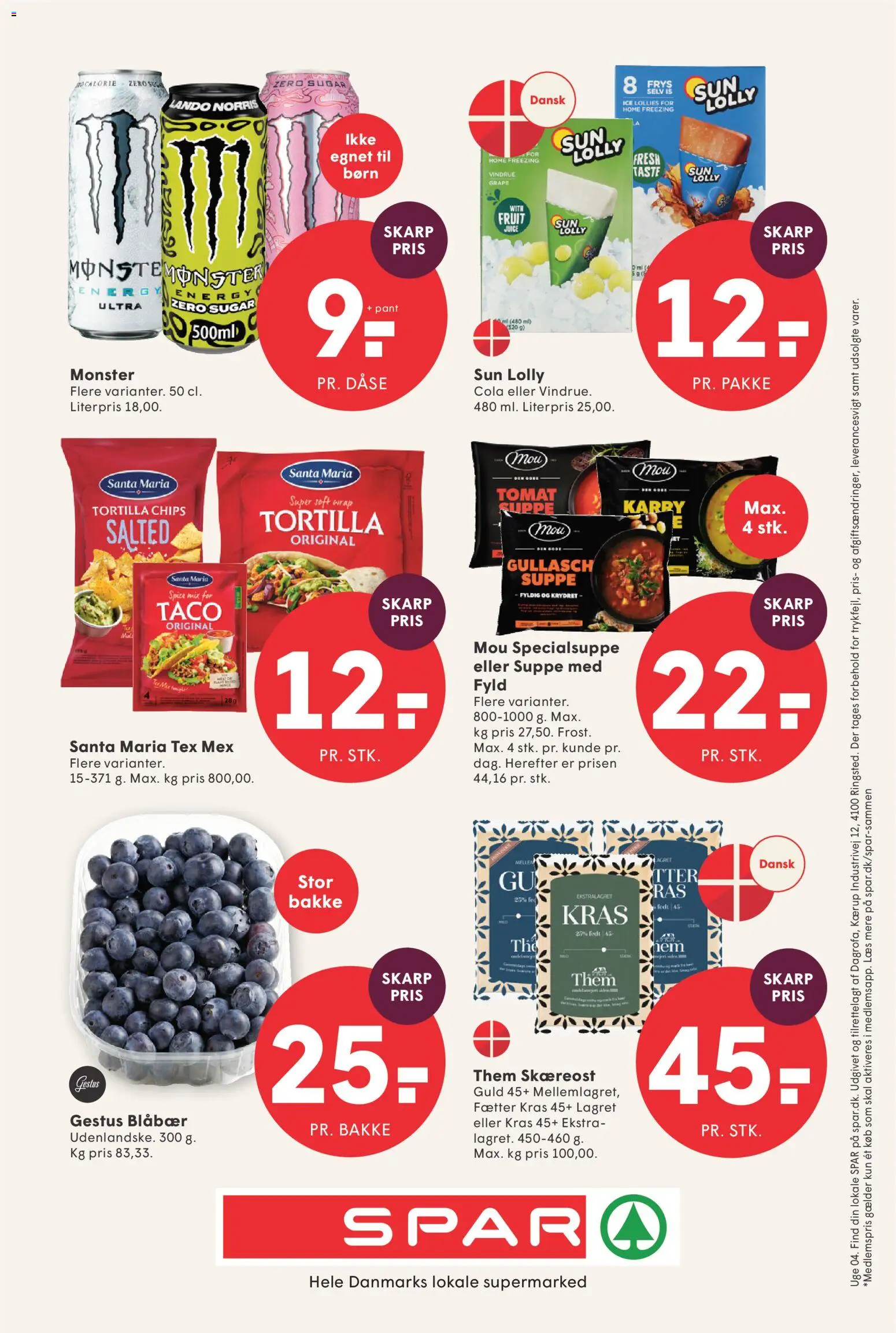 Spar tilbudsavis – gyldig fra 16.01.2026 | Side: 20 | Produkter: Blåbær, Karry, Juice, Chips