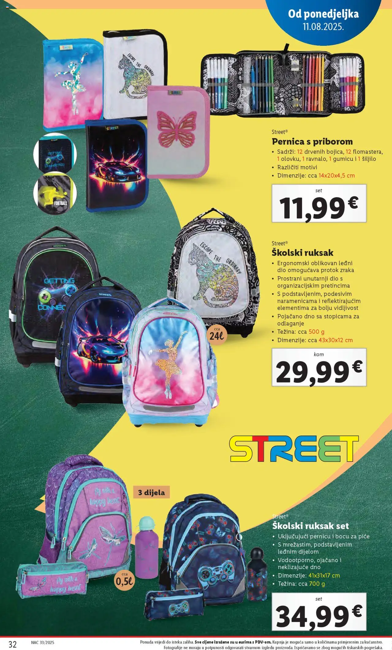 Lidl katalog | vrijedi od 11.08.2025 | Stranica: 32 | Proizvodi: Šiljilo, Čaše, Ruksak, PC