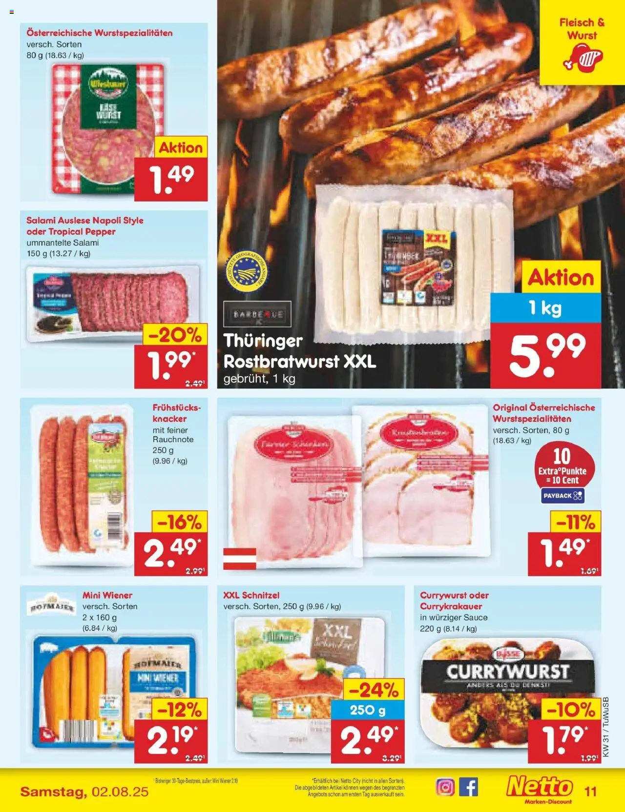 Netto Marken-Discount prospekt Calw-Stammheim	 - gültig ab dem 27.07.2025 | Seite: 15 | Produkte: Schnitzel, Wurst, Salami, Fleisch