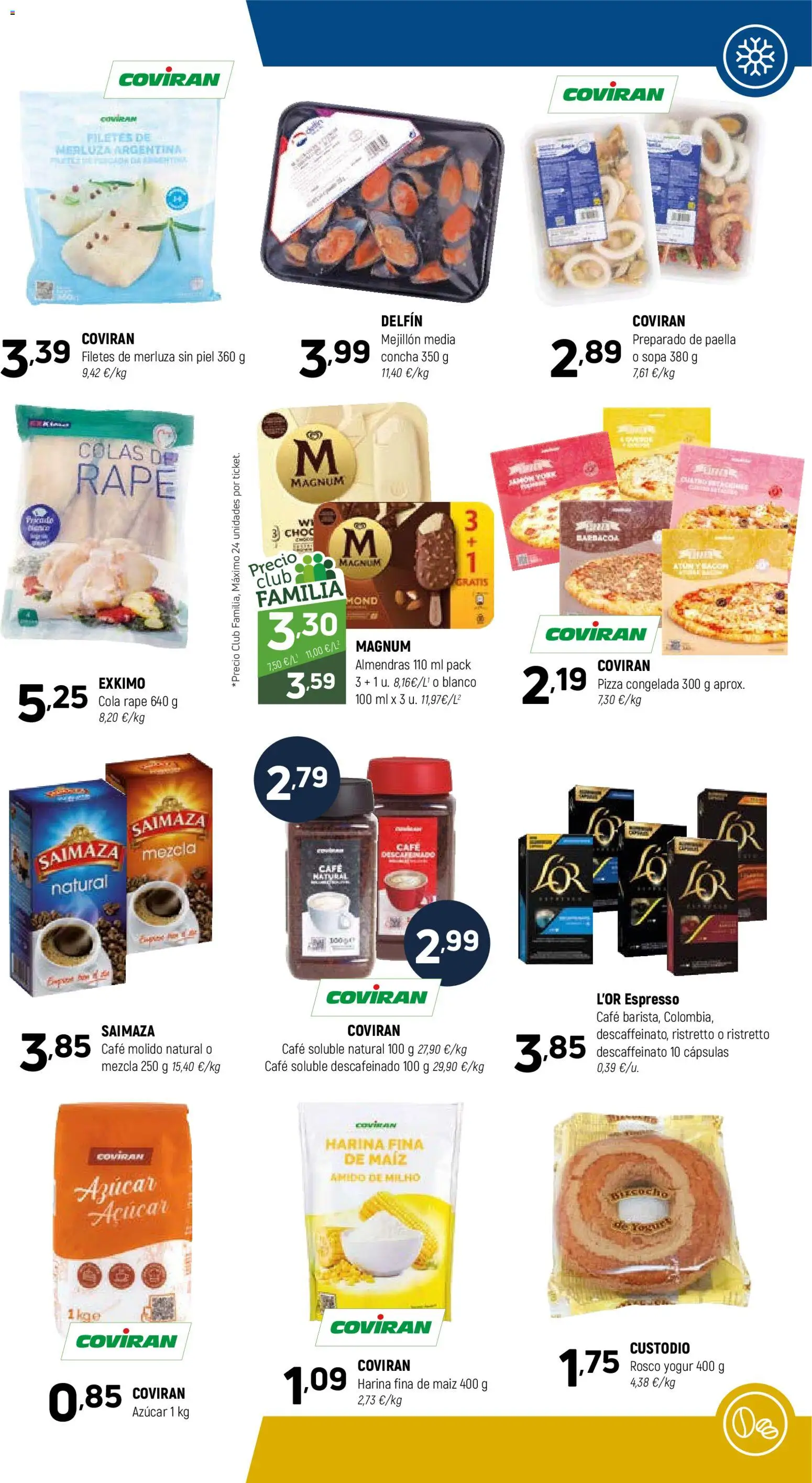 Coviran - Centroc │ válido desde el 07.04.2026 | Página: 9 | Productos: Pizza, Café molido, Filetes de merluza, Μηχανή καφέ