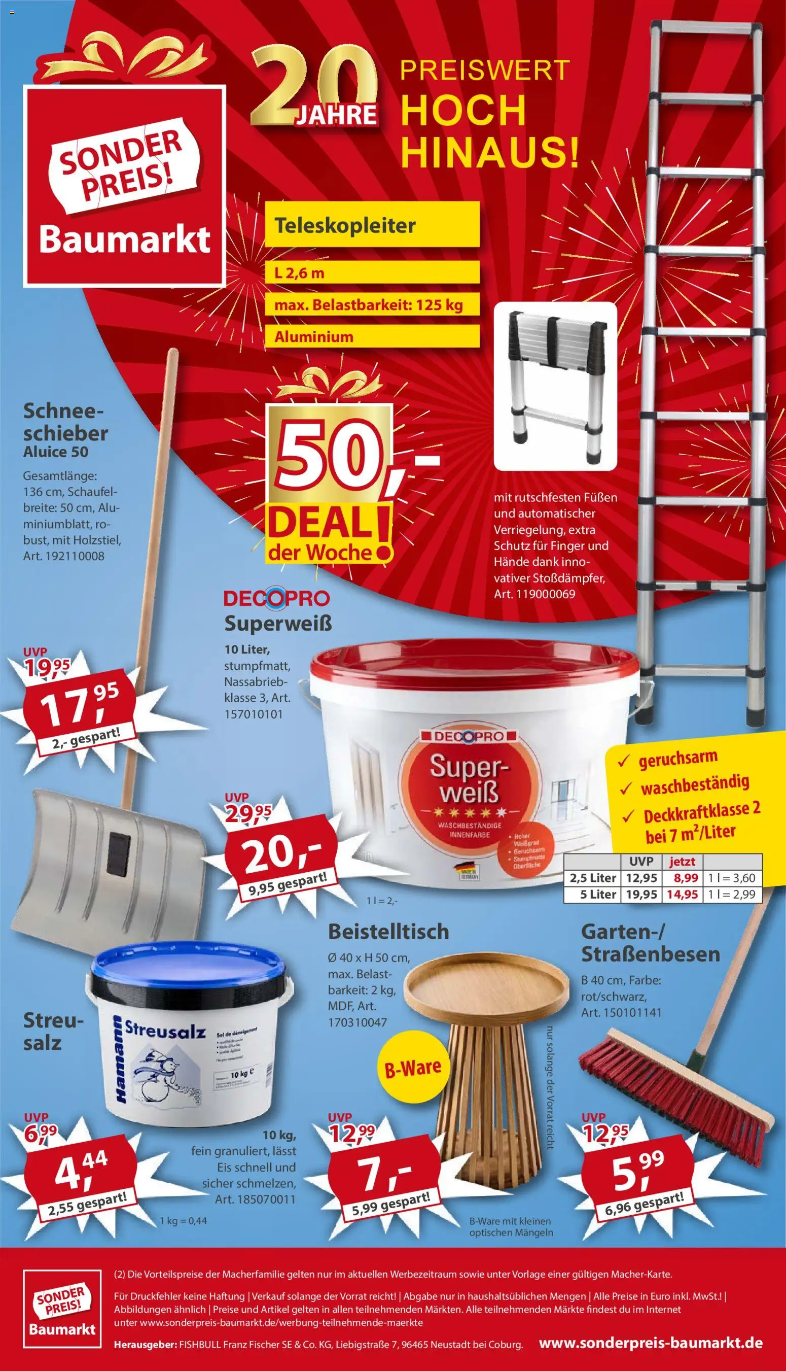 Sonderpreis Baumarkt Prospekt 	 – gültig ab 15.11.2025 | Seite: 20 | Produkte: Beistelltisch, Salz, Eis