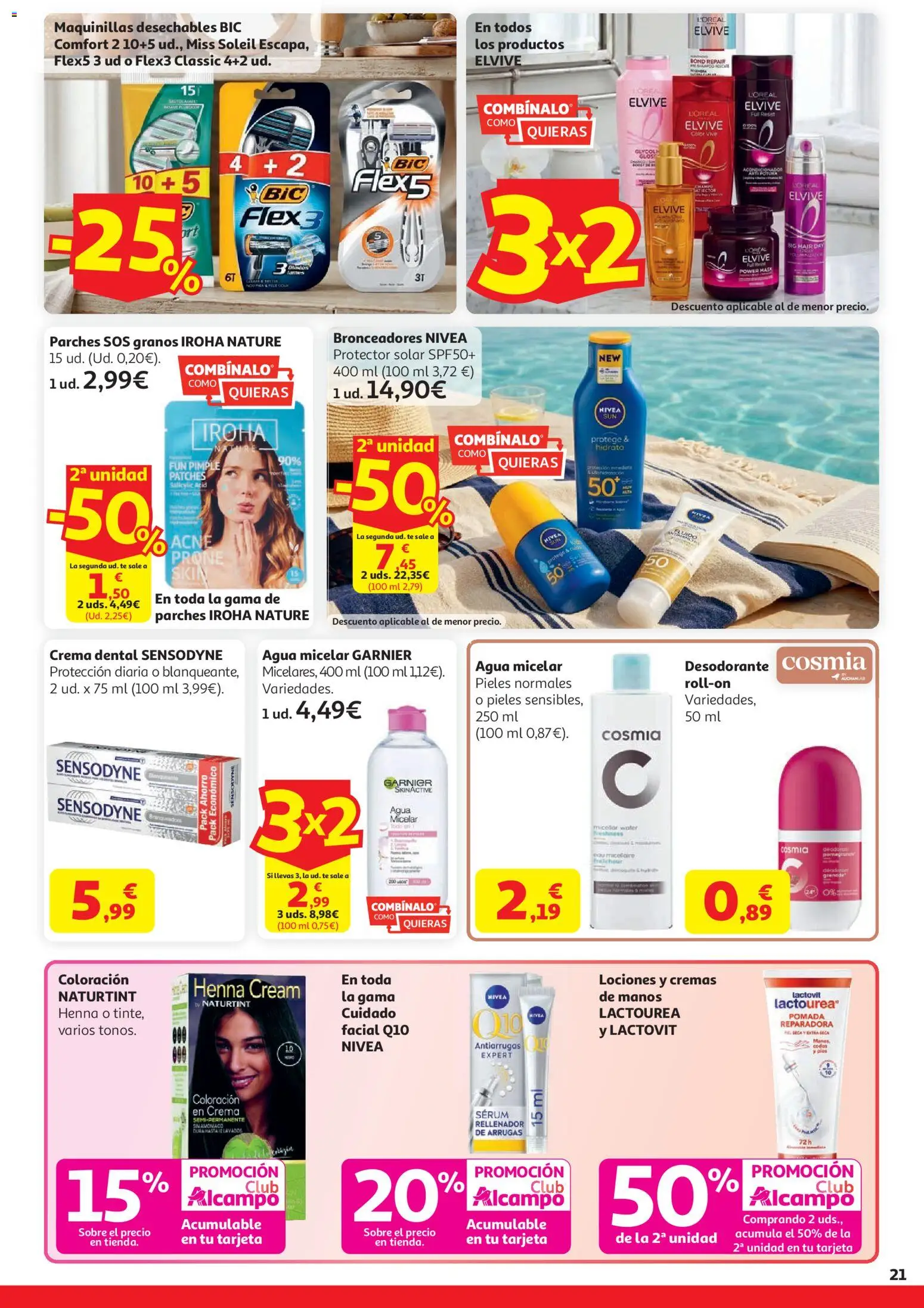 Alcampo HG Nacional Cat │ válido desde el 21.04.2026 | Página: 21 | Productos: Agua micelar, Protector solar, Desodorante, Sérum