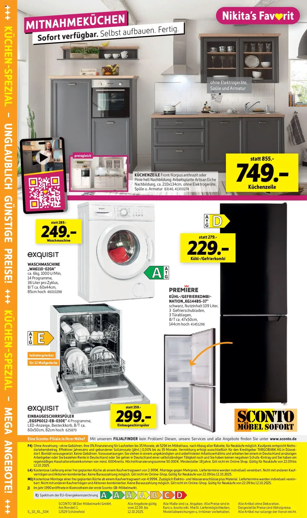 Sconto Prospekt 	 – gültig ab 22.09.2025 | Seite: 12 | Produkte: Küchenzeile, Küche, Waschmaschine, Armatur