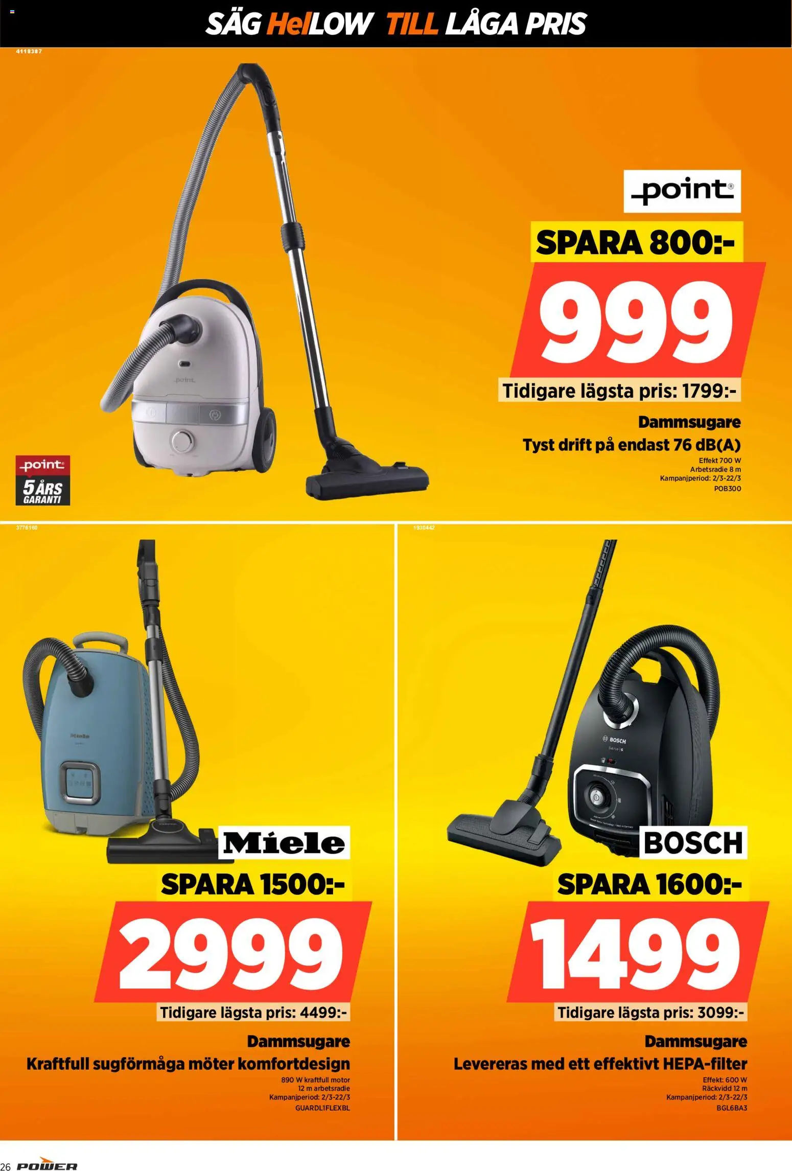 Power reklamblad aktuell från 16.03.2026 | Sida: 26 | Produkter: Dammsugare, Såg