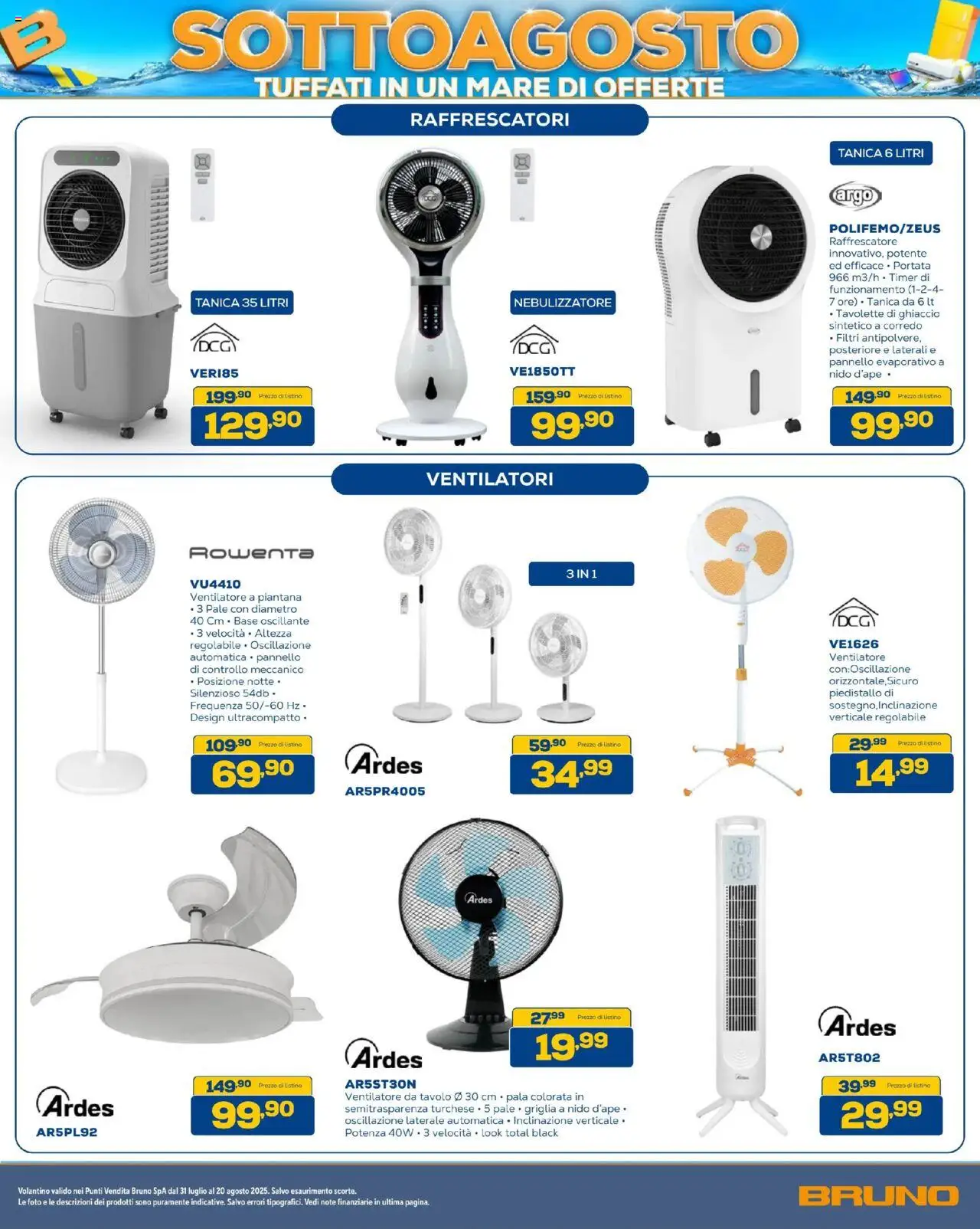 Volantino BRUNO del 31.07.2025 | Pagina: 24 | Prodotti: Ventilatore, Tanica, Griglia, Tavolo