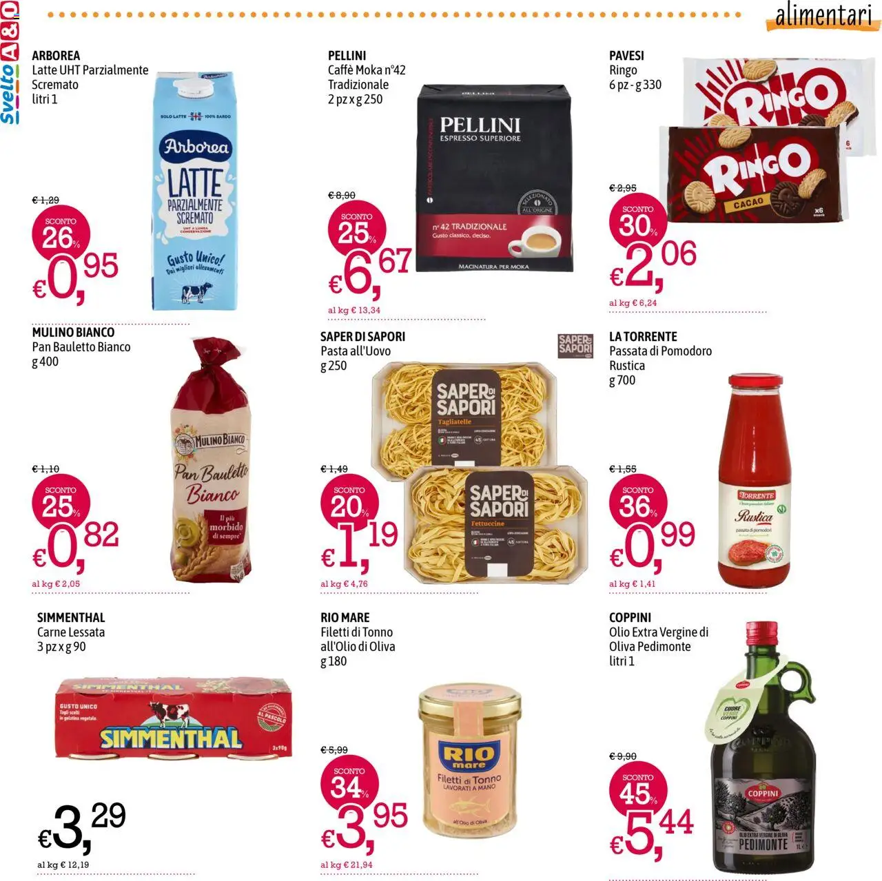 Volantino A&O del 31.07.2025 | Pagina: 6 | Prodotti: Tagliatelle, Latte, Passata di pomodoro, Fettuccine
