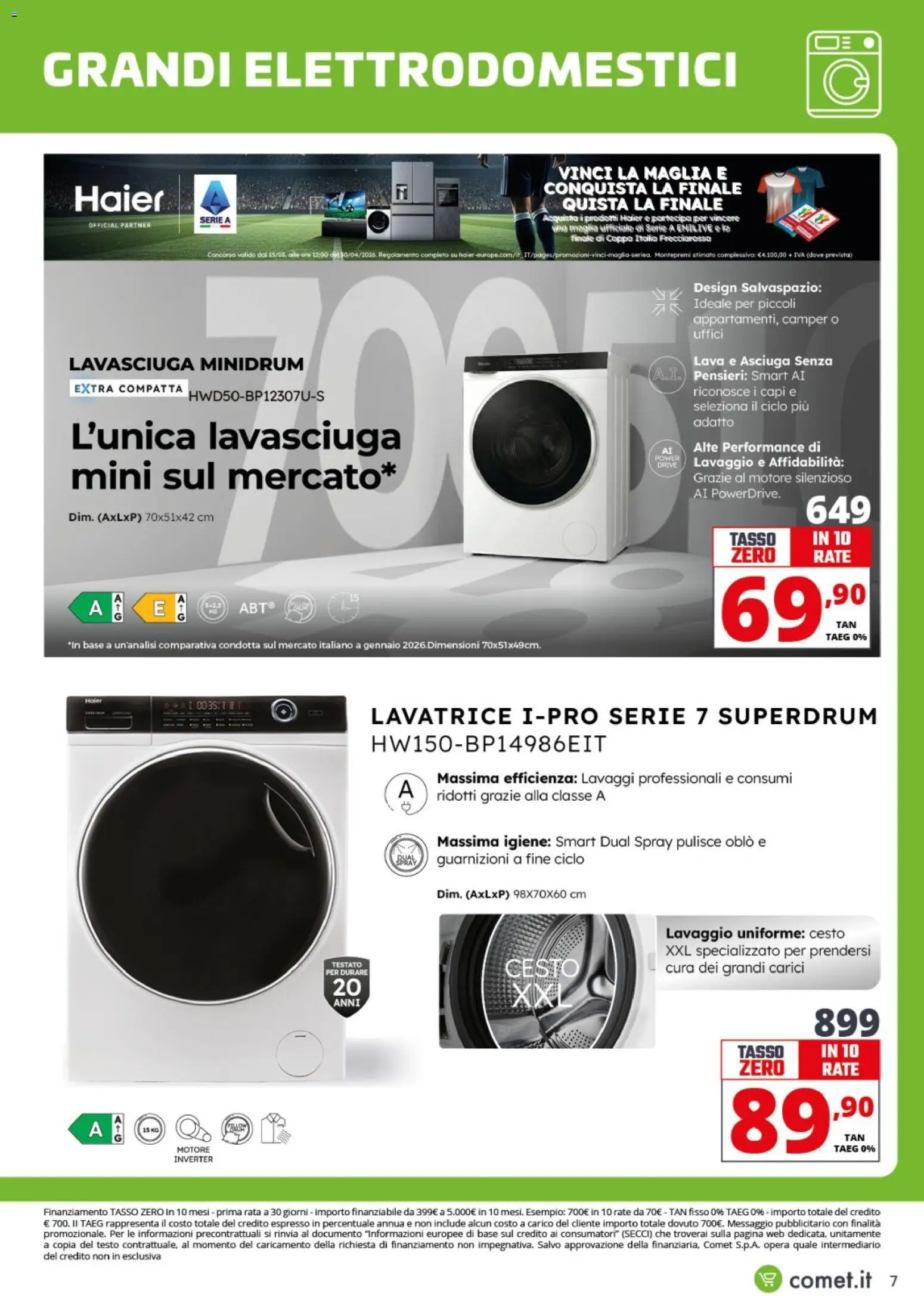 Volantino Comet del 10.04.2026 | Pagina: 7 | Prodotti: Lavasciuga, Lavatrice