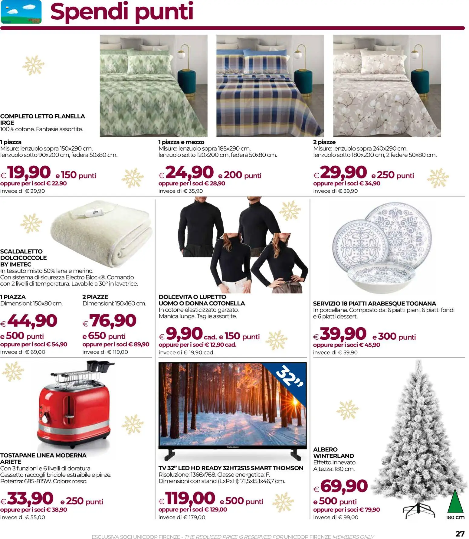 Volantino COOP del 04.12.2025 | Pagina: 27 | Prodotti: TV, Tostapane, Letto, Federa