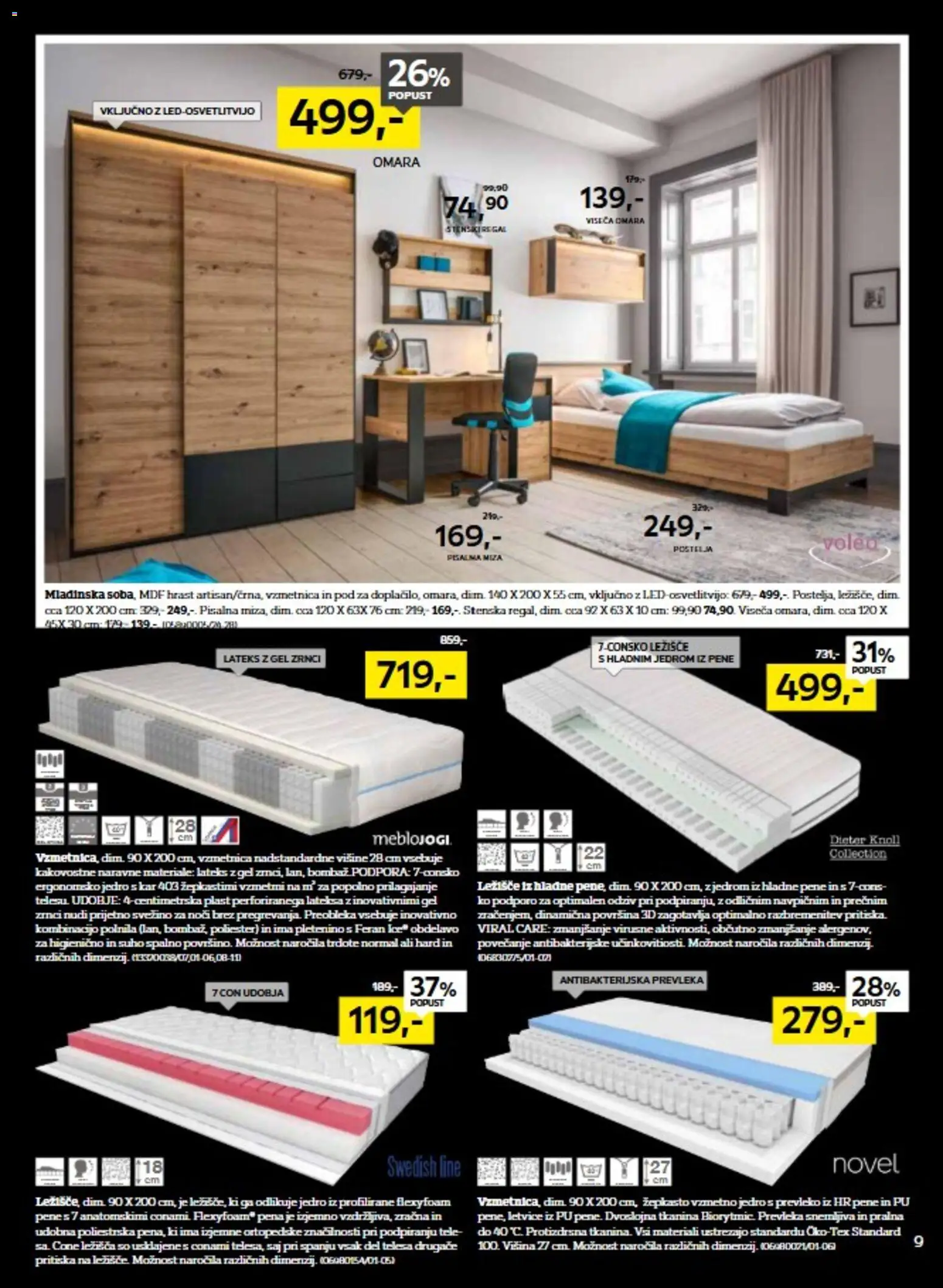 Novi XXXL Lesnina katalog ponudbe – veljaven od 04.11.2025 | Stran: 9 | Izdelki: Postelja, Vzmetnica, Prevleka, Regal