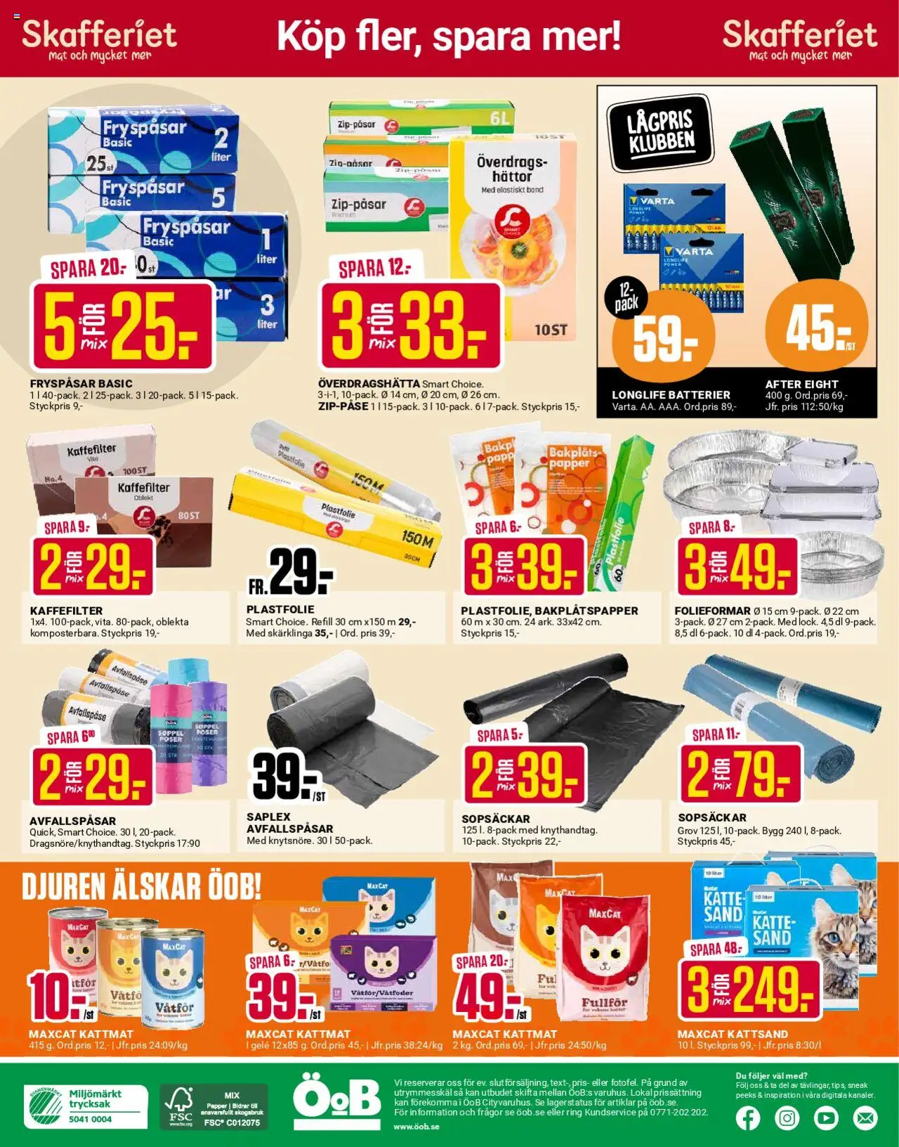 ÖoB reklamblad aktuell från 18.08.2025 | Sida: 12 | Produkter: Avfallspåsar, Plastfolie, Papper, Kattmat