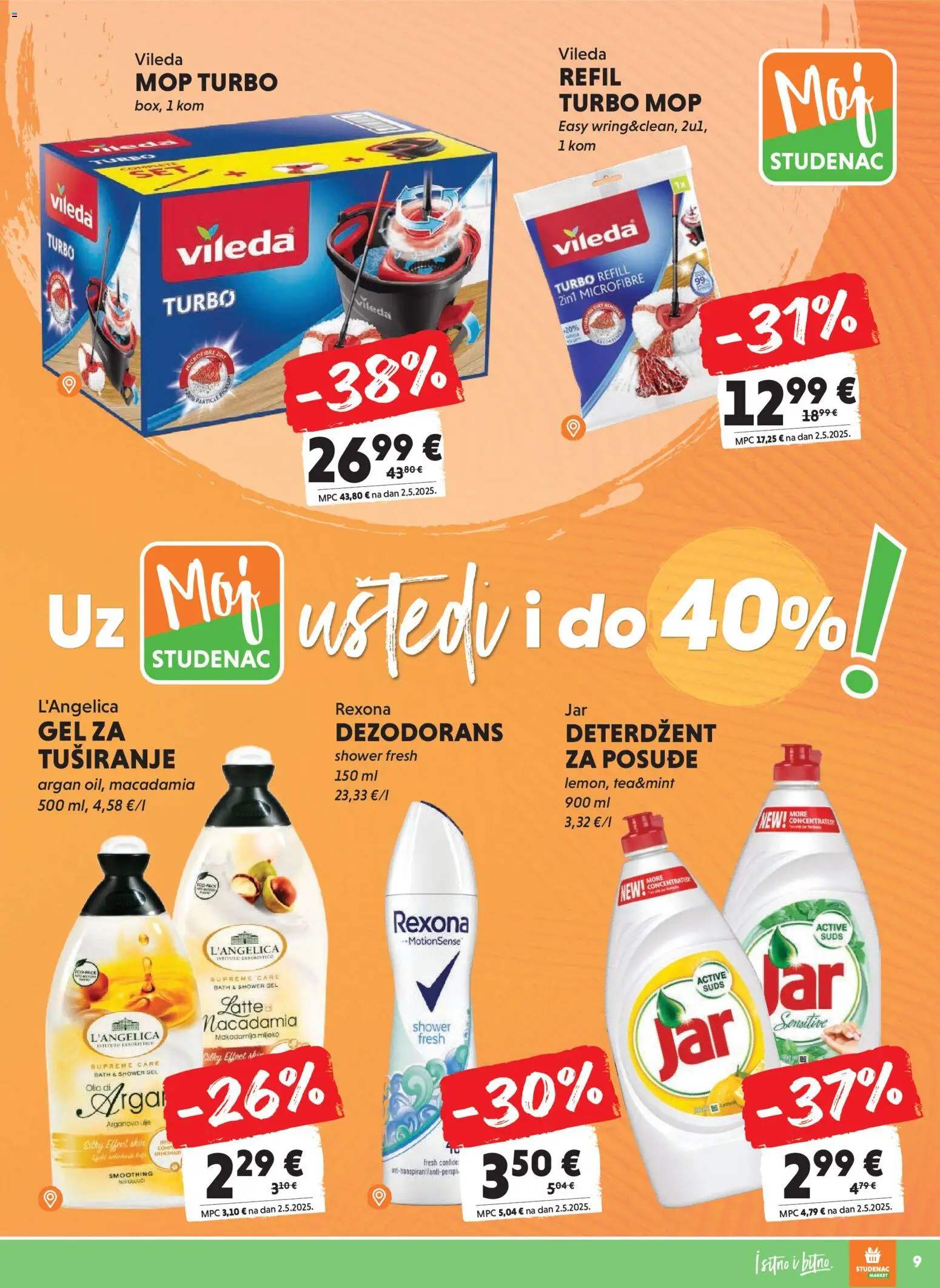Studenac katalog | vrijedi od 22.10.2025 | Stranica: 9 | Proizvodi: Dezodorans, Mop, Deterdžent, Vileda