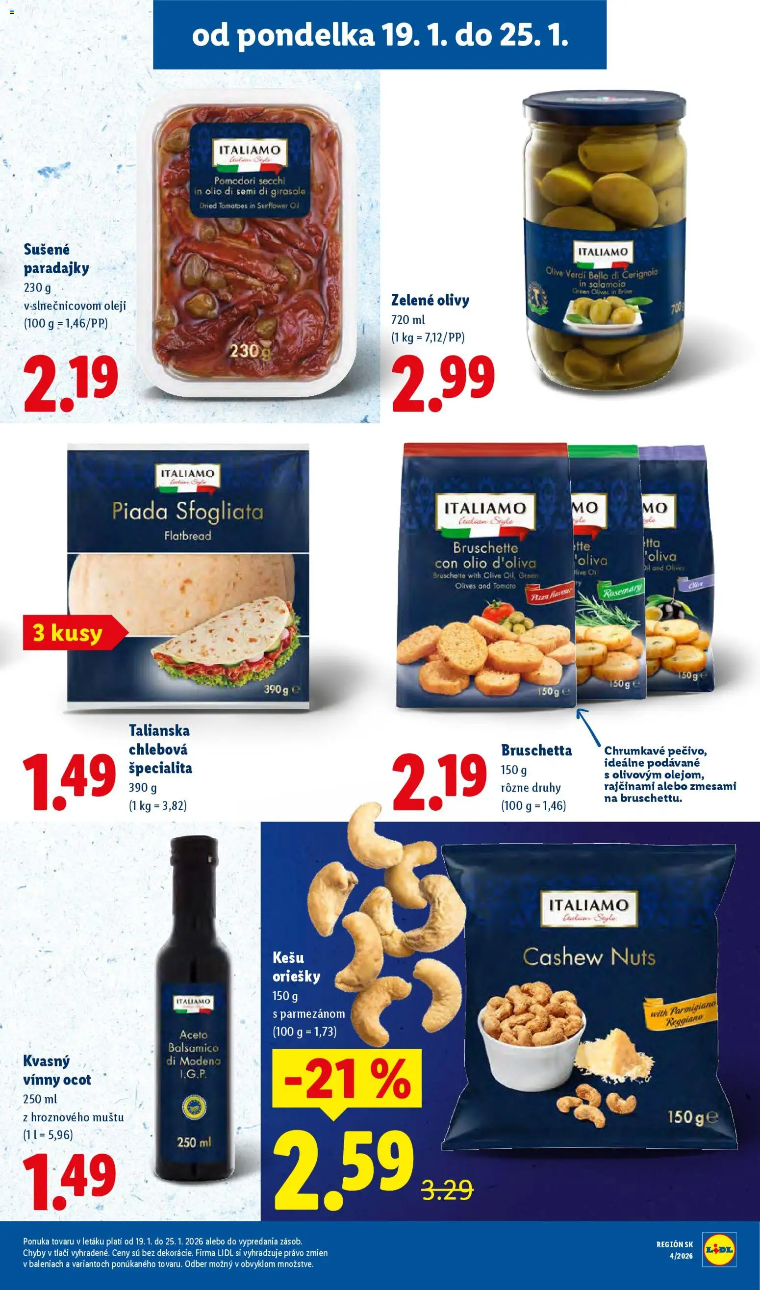 Nové Lidl akcie – leták je platný od 22.01.2026 | Strana: 59 | Produkty: Paradajky, Ocot