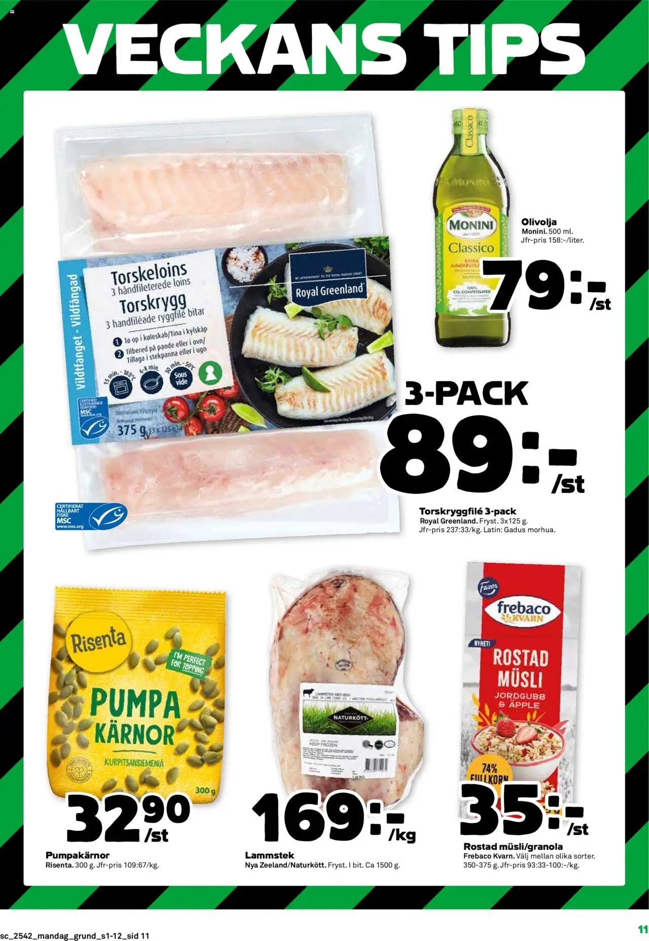 Stora Coop reklamblad aktuell från 13.10.2025 | Sida: 11 | Produkter: Musli, Olivolja, Stekpanna, Pumpa