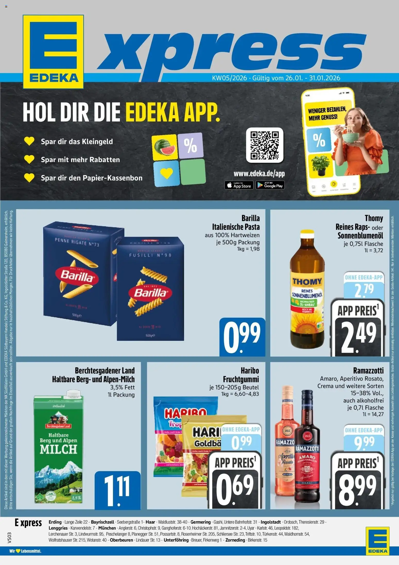 Edeka prospekt München	 – gültig ab 26.01.2026 | Seite: 1 | Produkte: Milch, Barilla, Sonnenblumenol, Pasta