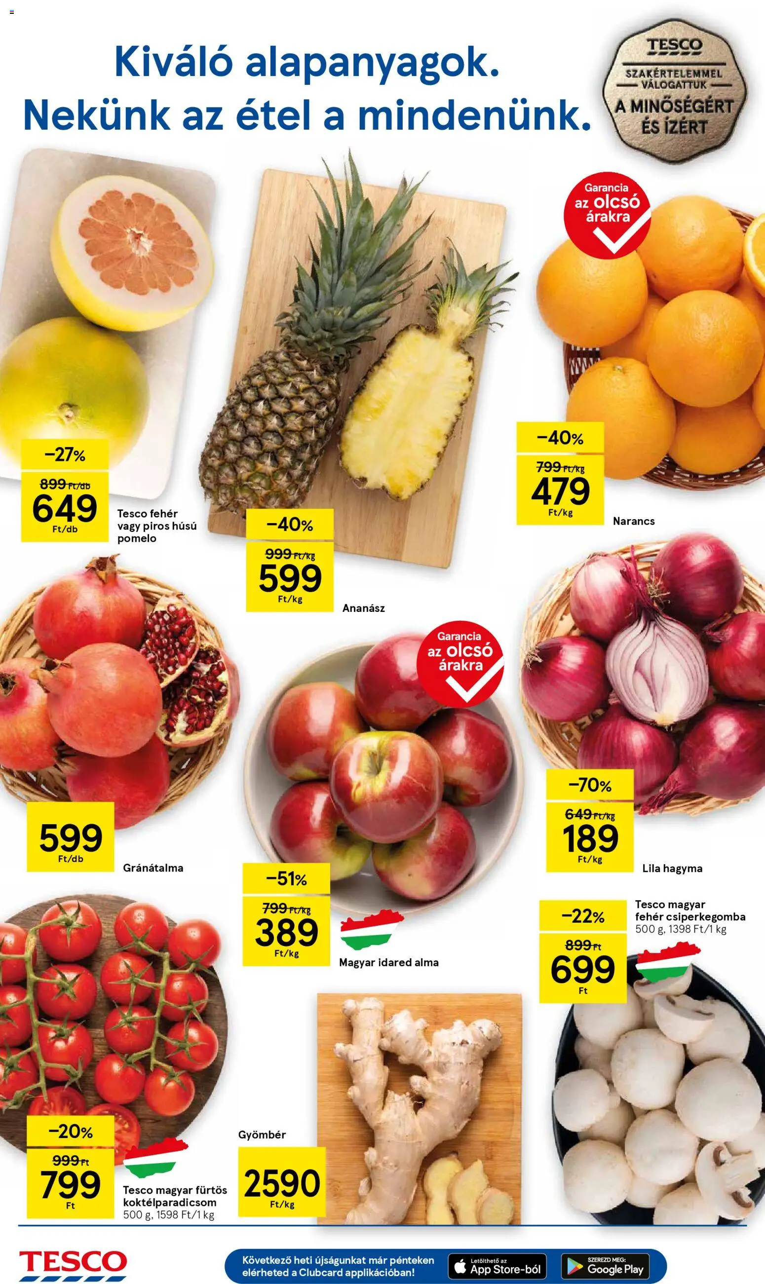 Tesco akciós ujság - amely érvényes a következő dátumtól: 20.11.2025 | Oldal: 2 | Termékek: Gyömbér, Koktélparadicsom, Alma, Ananász