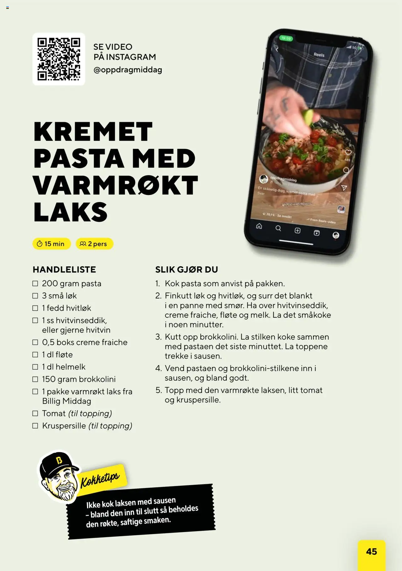 {H1} | Side: 45 | Produkter: Crème Fraîche, Форель, Kruspersille, Boks