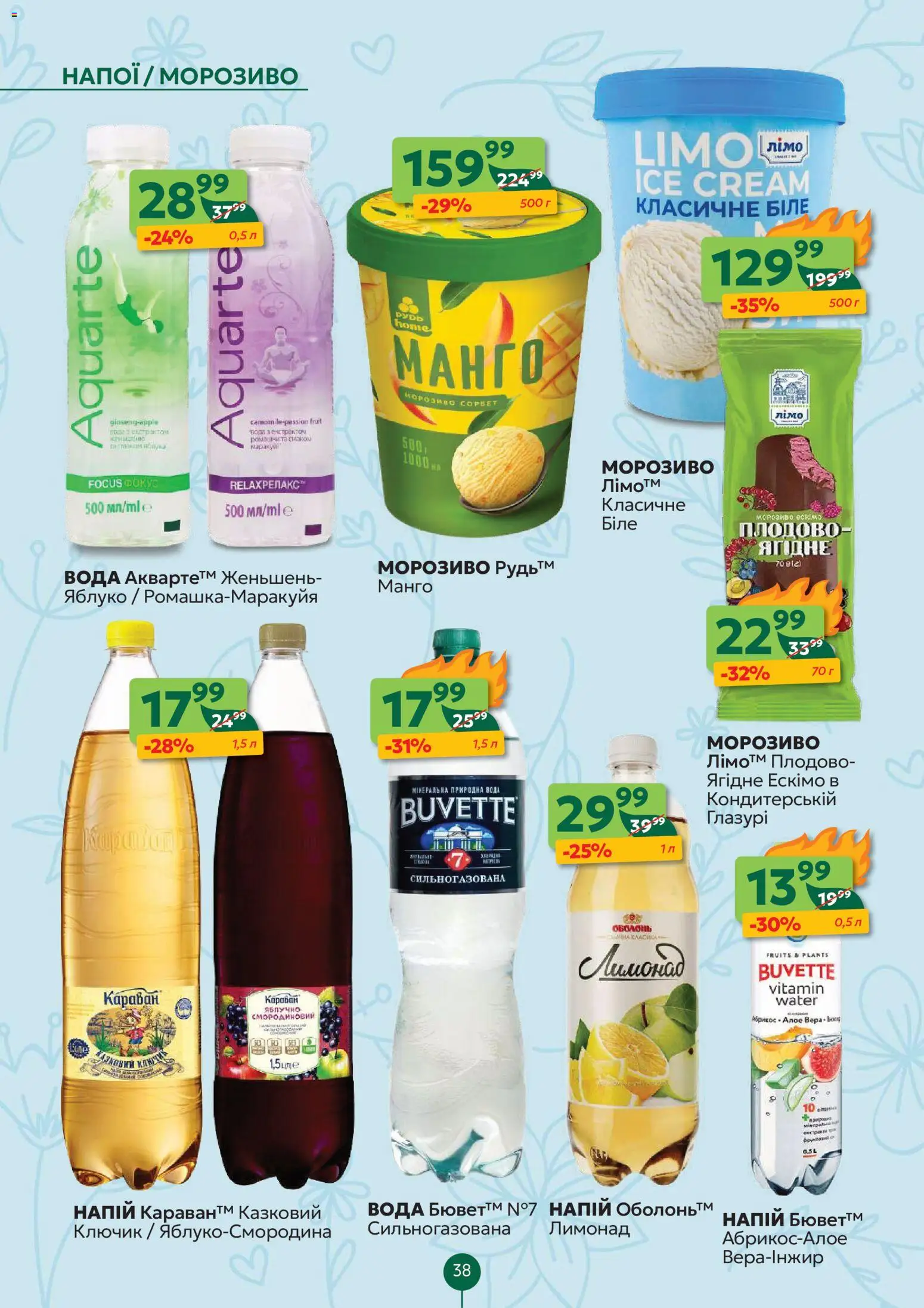 Близенько Kаталог - дійснийкції з 13.04.2026 | Сторінка: 38 | Товари: Морозиво, Манго, Напій, Абрикос