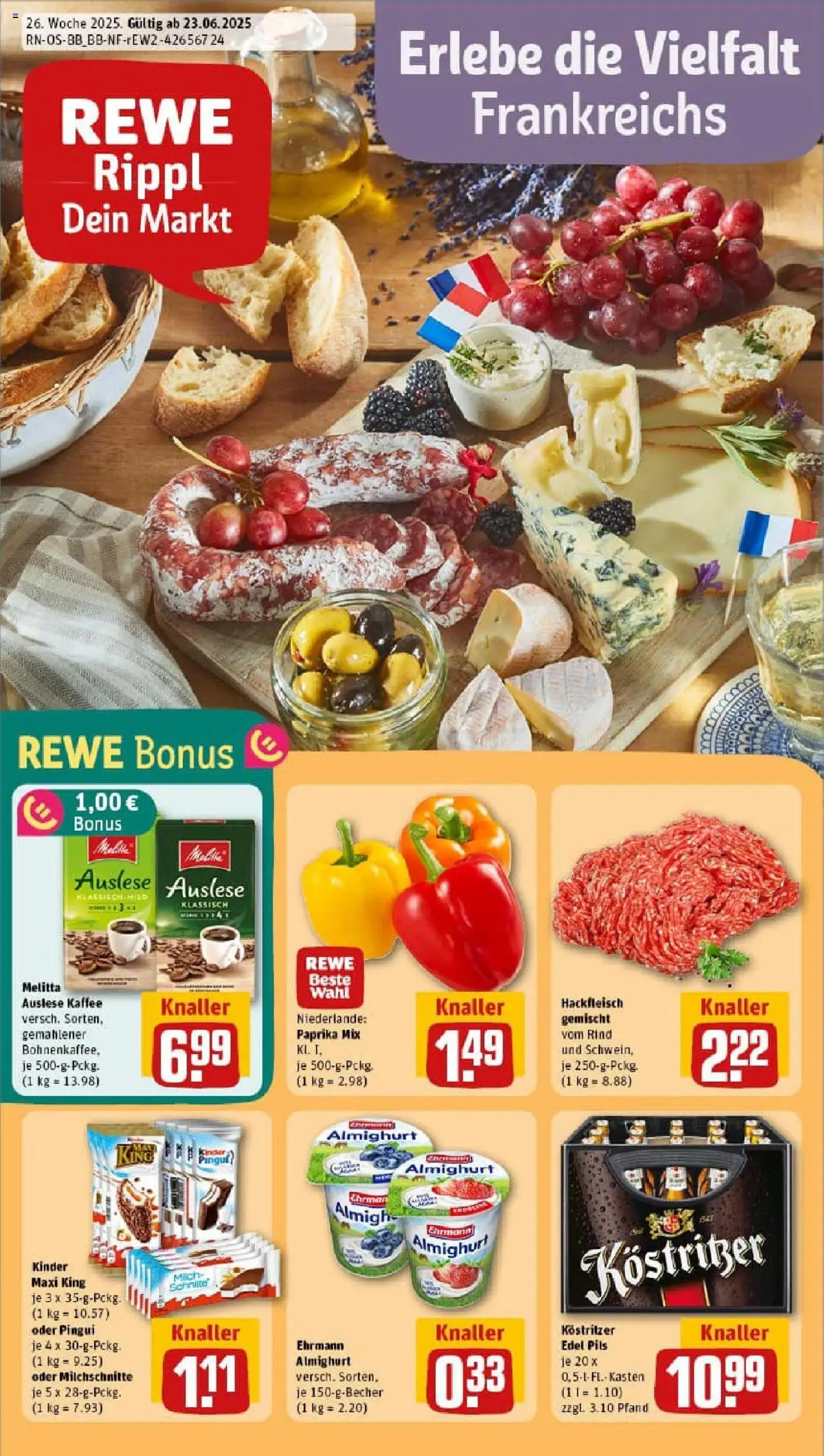 Rewe prospekt Wittenberge	 - gültig ab dem 22.06.2025 | Seite: 1 | Produkte: Melitta, Kostritzer, Paprika, Hackfleisch