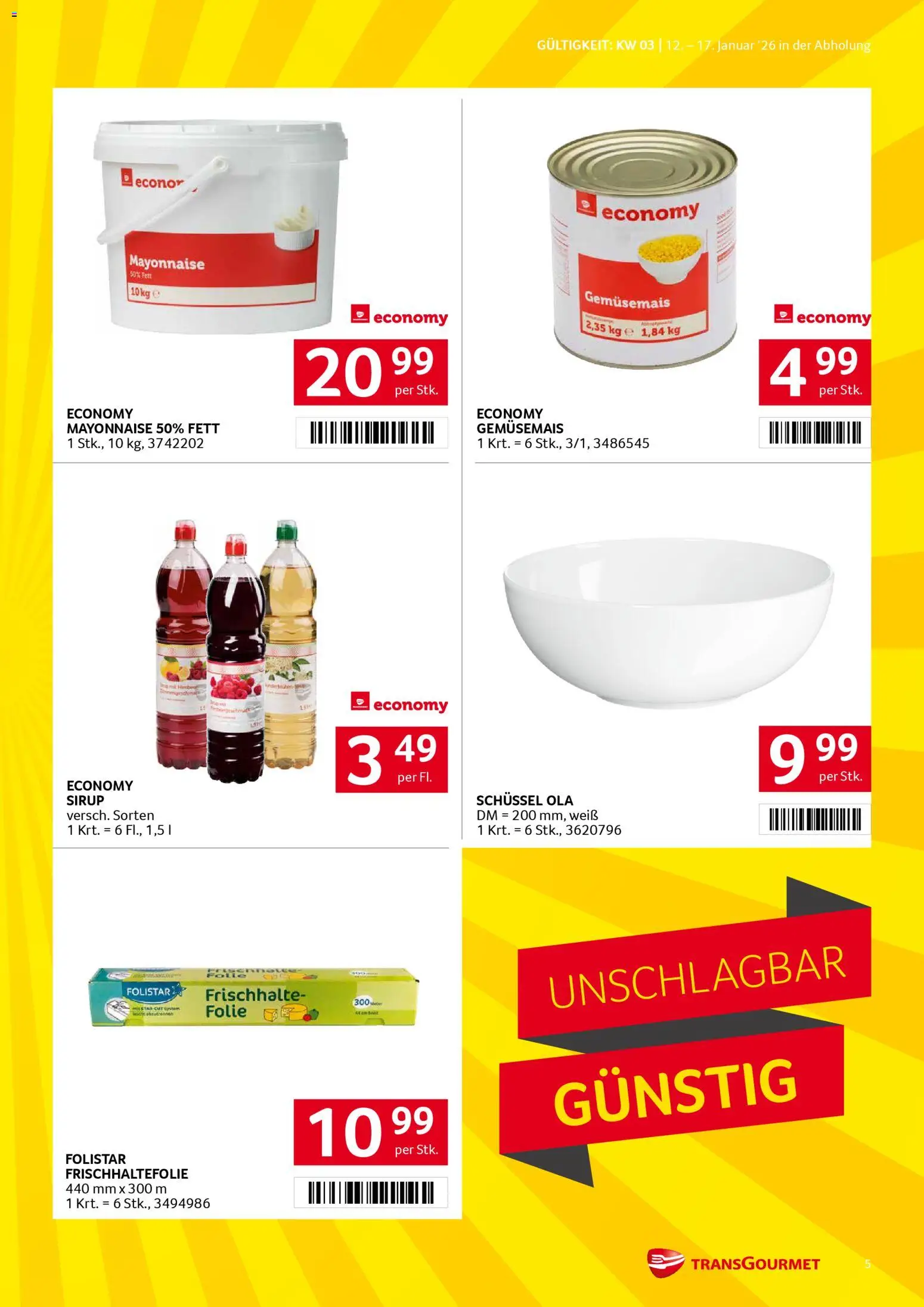 Transgourmet Flugblatt gültig ab 12.01.2026 | Seite: 5 | Produkte: Mayonnaise