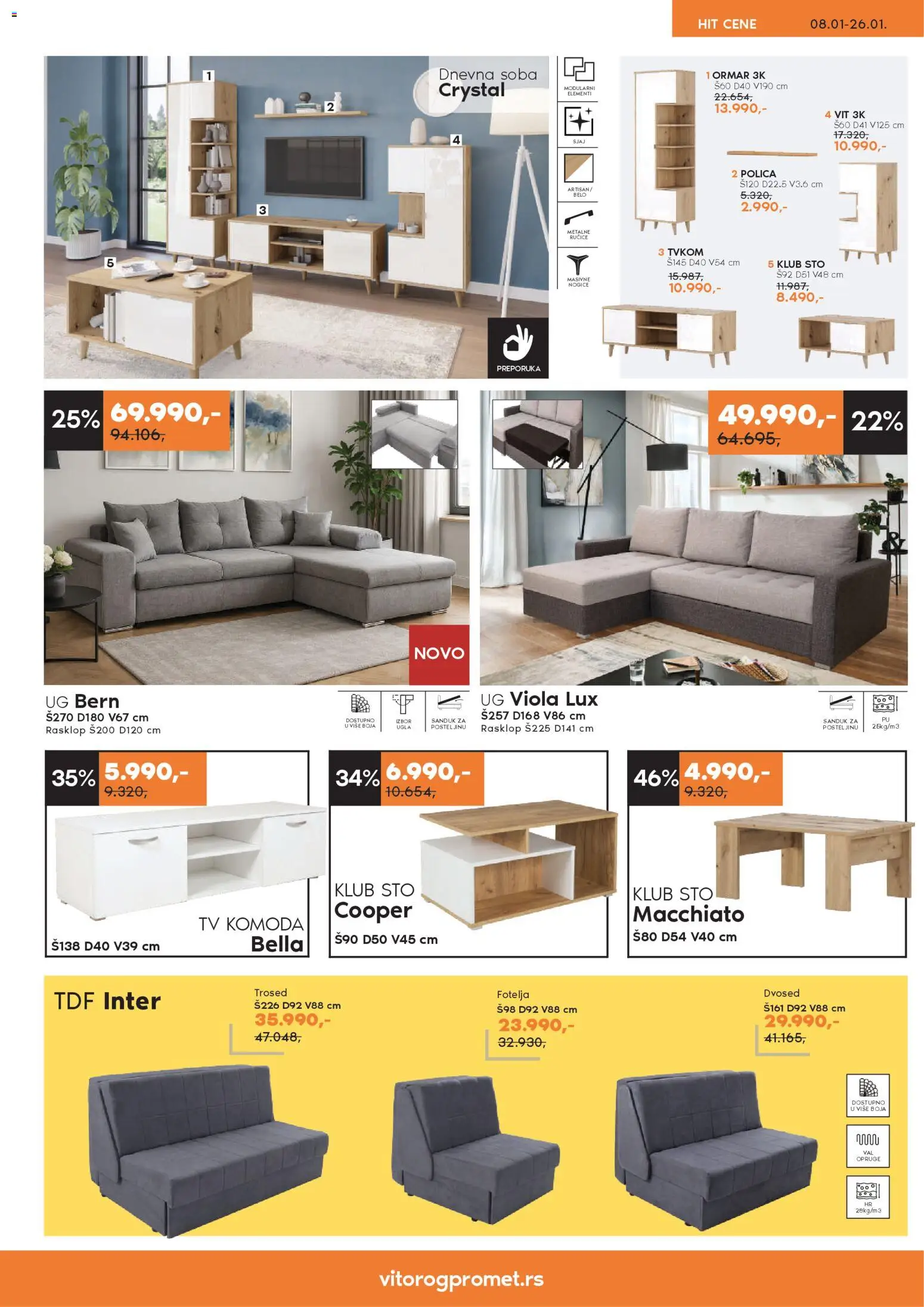 Vitorog katalog - važi od 08.01.2026 | Strana: 2 | Proizvode: Komoda, Tv komoda, Sto, Ormar