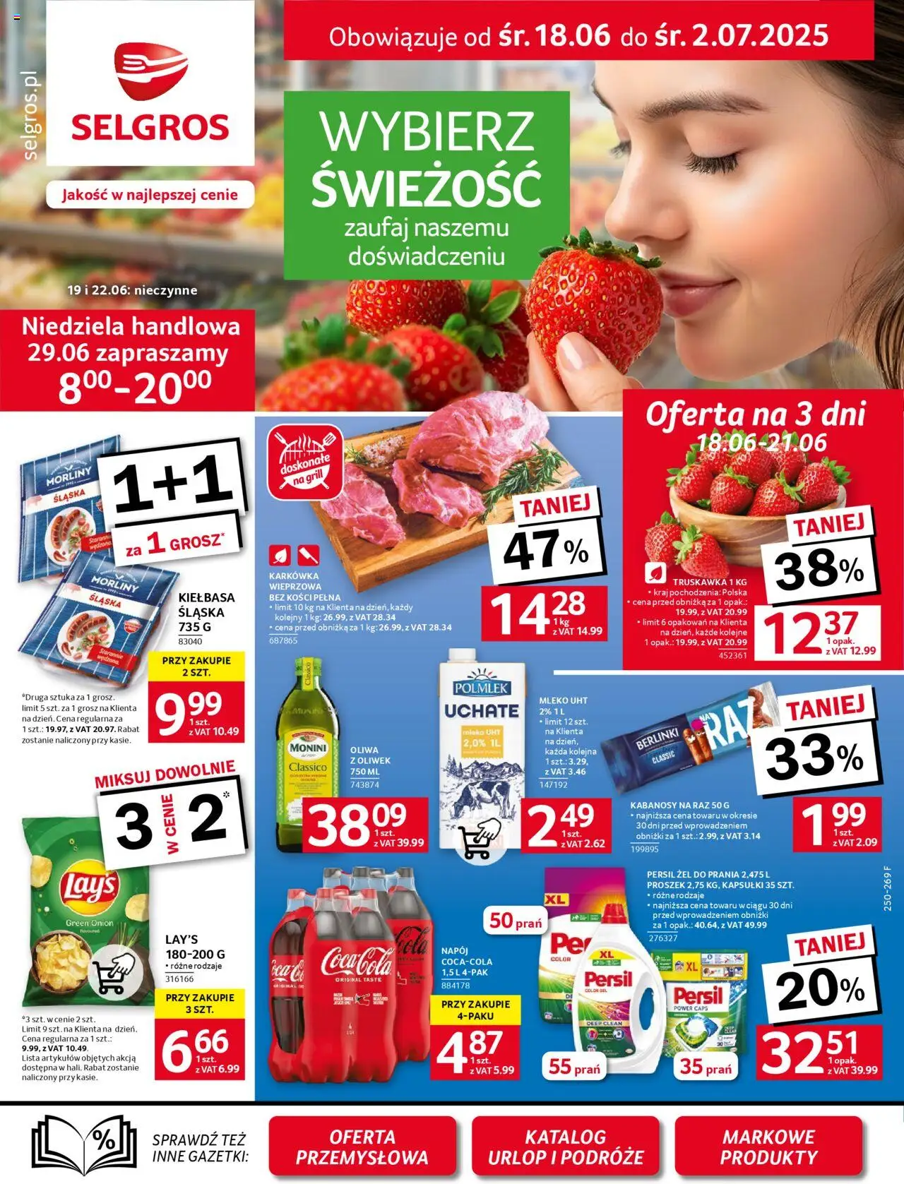Selgros cash&carry Gazetka od 18.06.2025 | Strona: 1 | Produkty: Kiełbasa, Karkówka wieprzowa, Kabanosy, Mleko