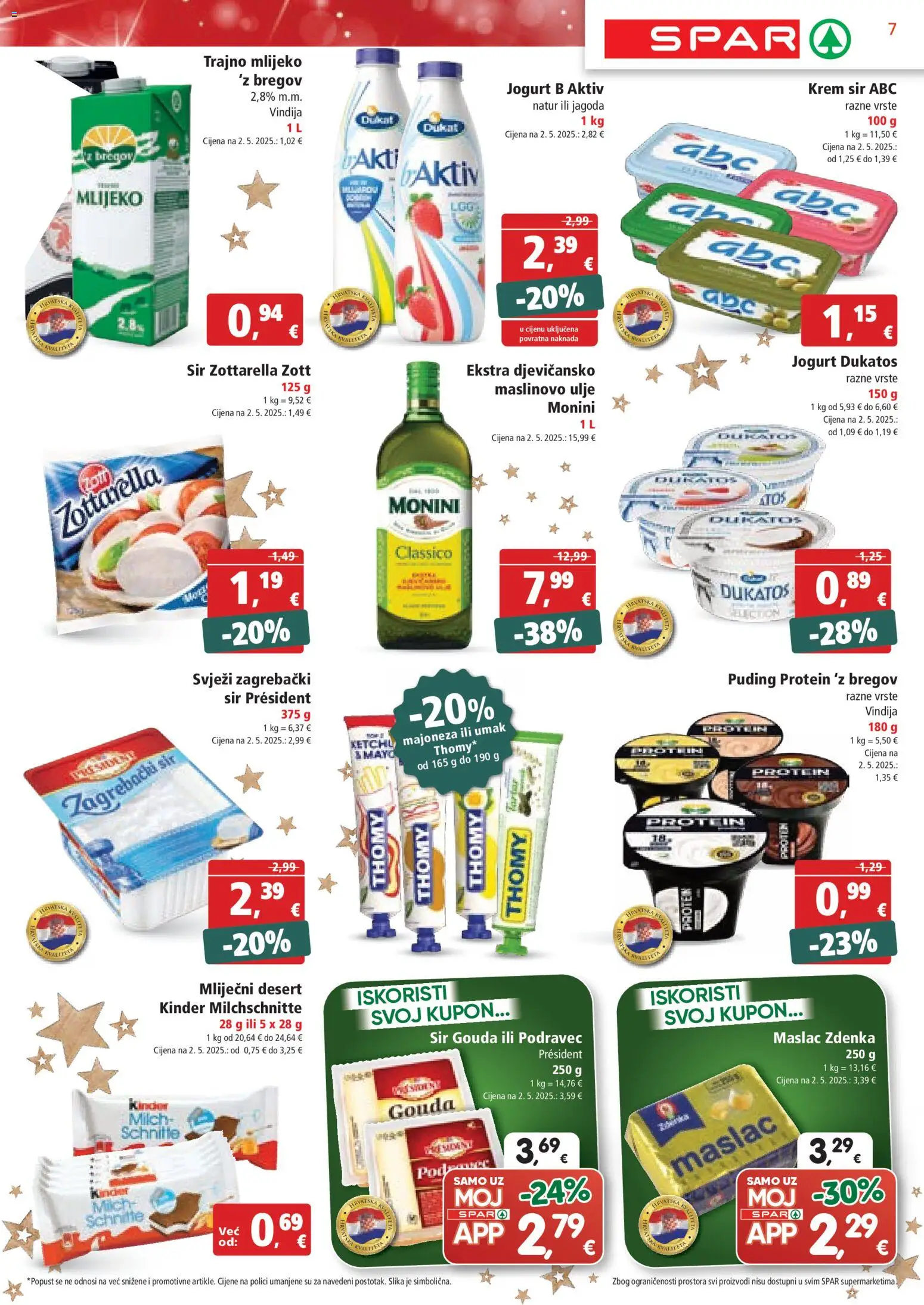 Spar katalog | vrijedi od 27.12.2025 | Stranica: 7 | Proizvodi: Vindija, Mlijeko, Trajno mlijeko, Majoneza