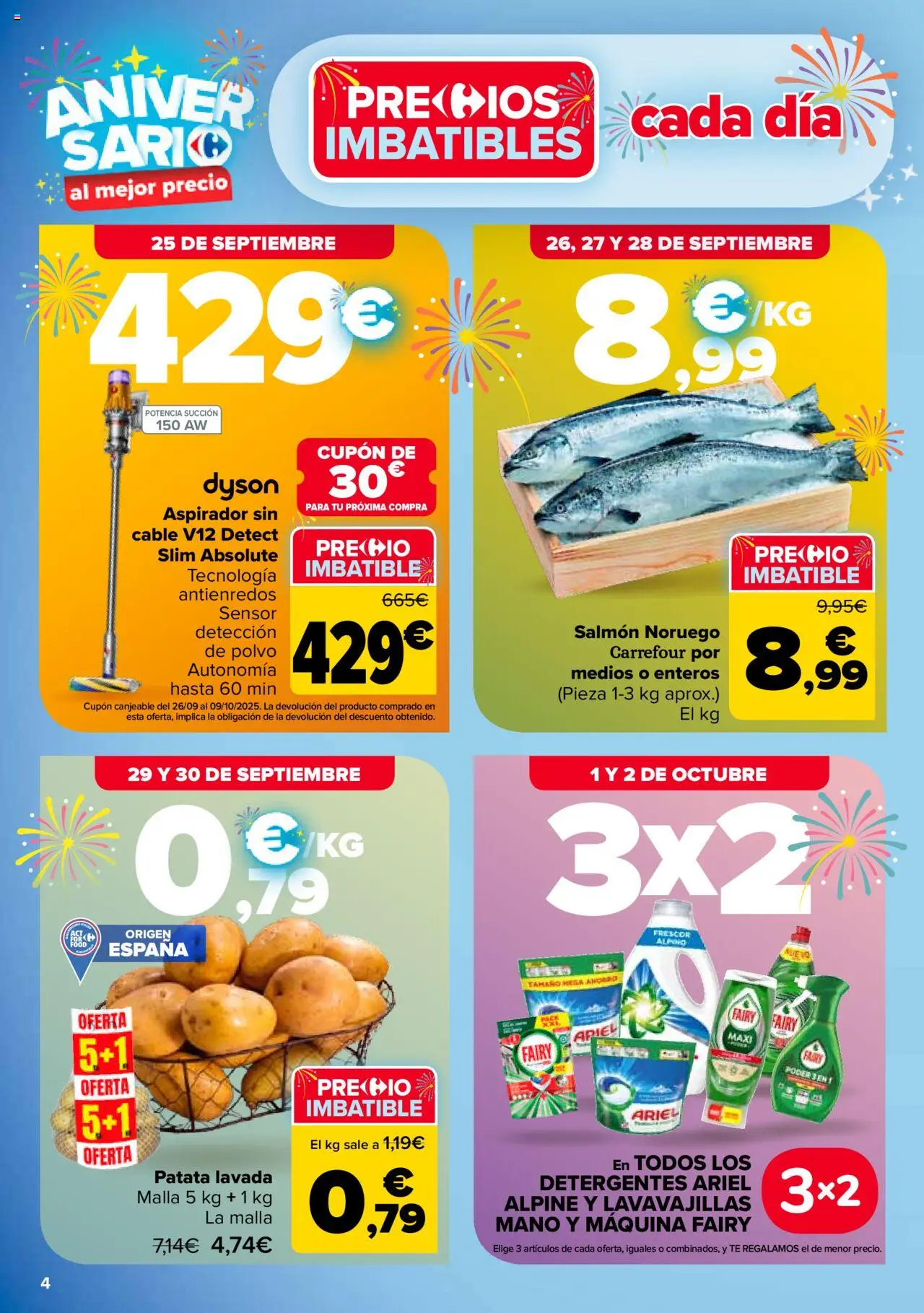 Carrefour folleto │ válido desde el 25.09.2025 | Página: 4 | Productos: Polvo, Cable, Lavavajillas, Aspirador
