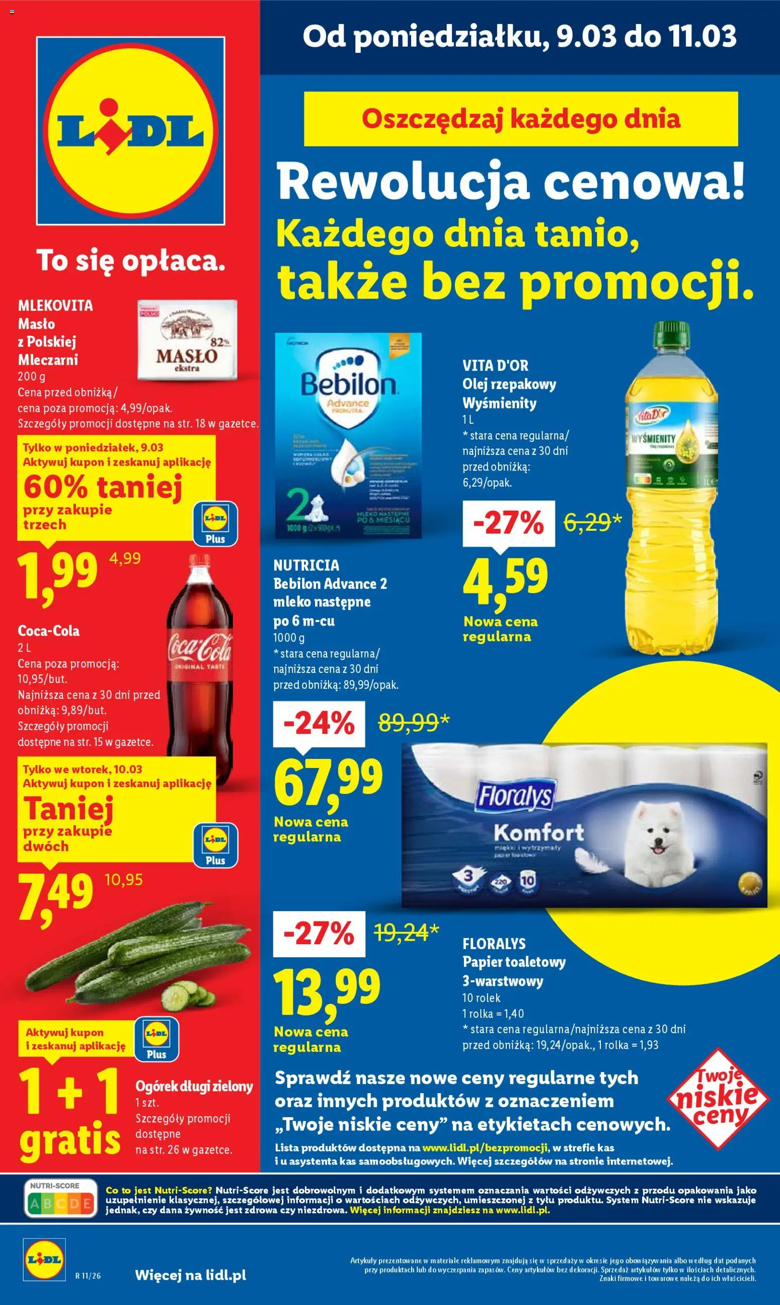 Lidl Polsko leták od 09.03.2026 | Strana: 1 | Produkty: Mléko, Máslo, Olej