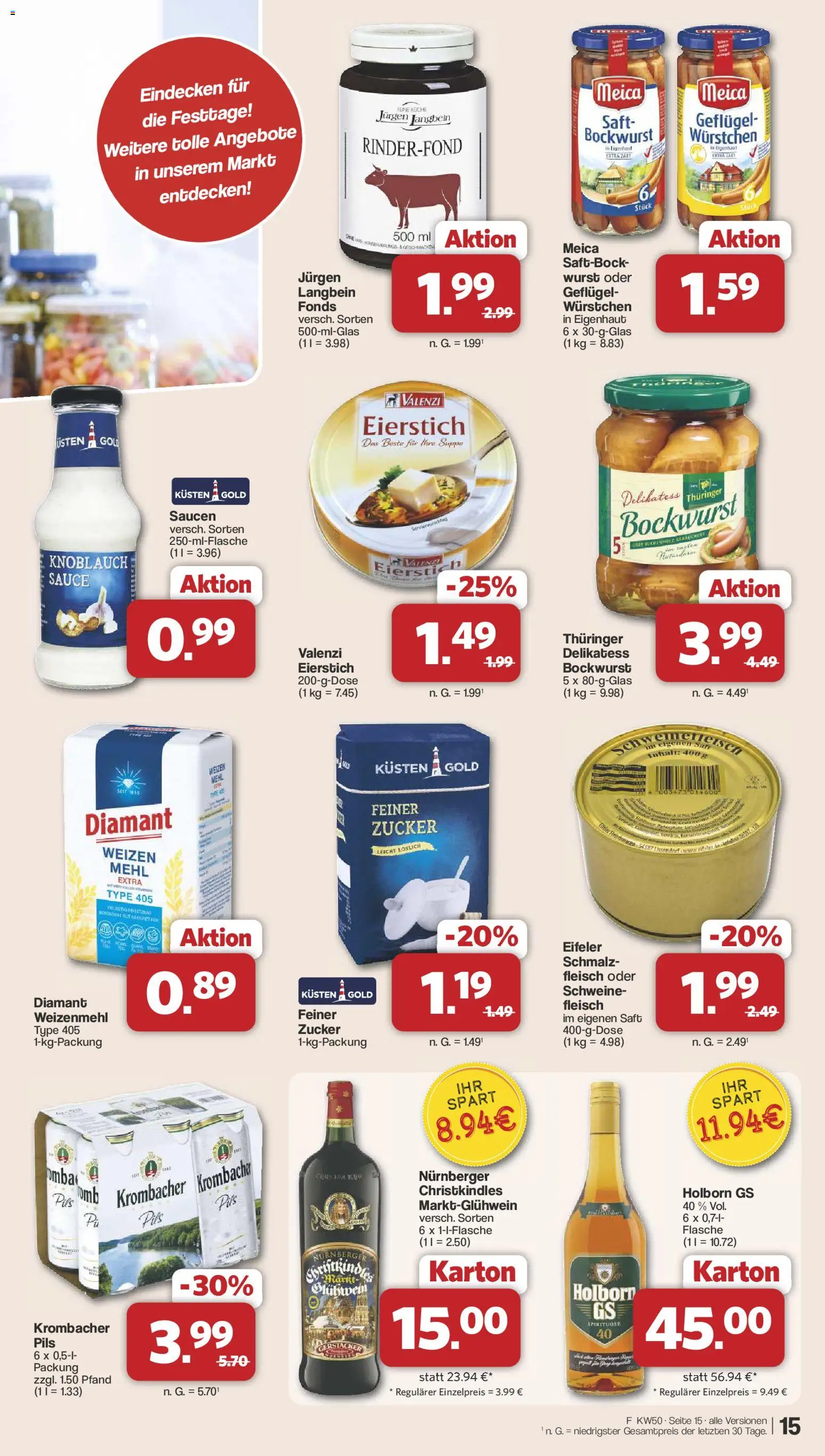 Famila Nordwest Prospekt 	 – gültig ab 08.12.2025 | Seite: 16 | Produkte: Bockwurst, Mehl, Pils, Krombacher