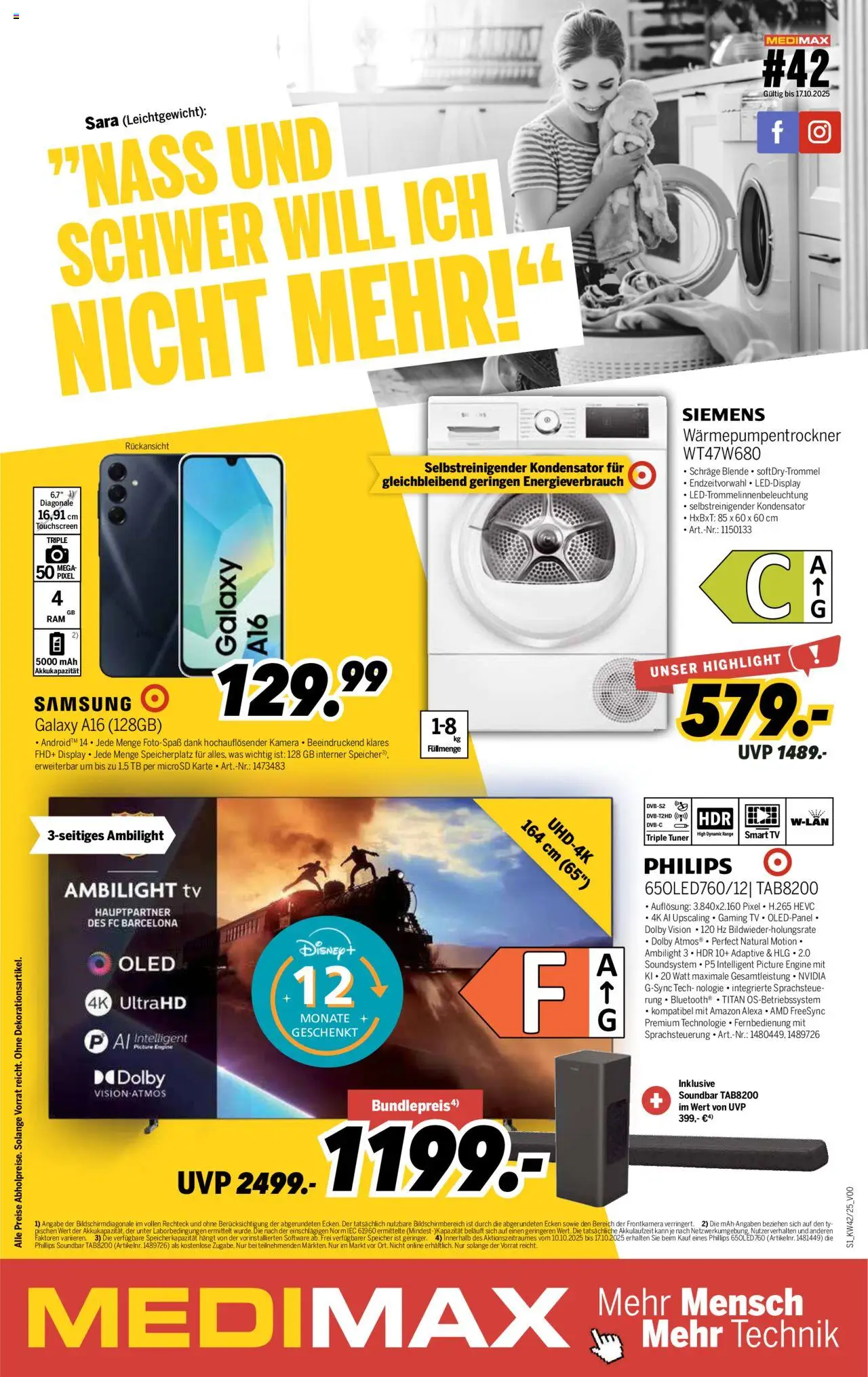 Medimax Prospekt 	 – gültig ab 11.10.2025 | Seite: 1 | Produkte: Kamera, Philips, Samsung, Smart TV