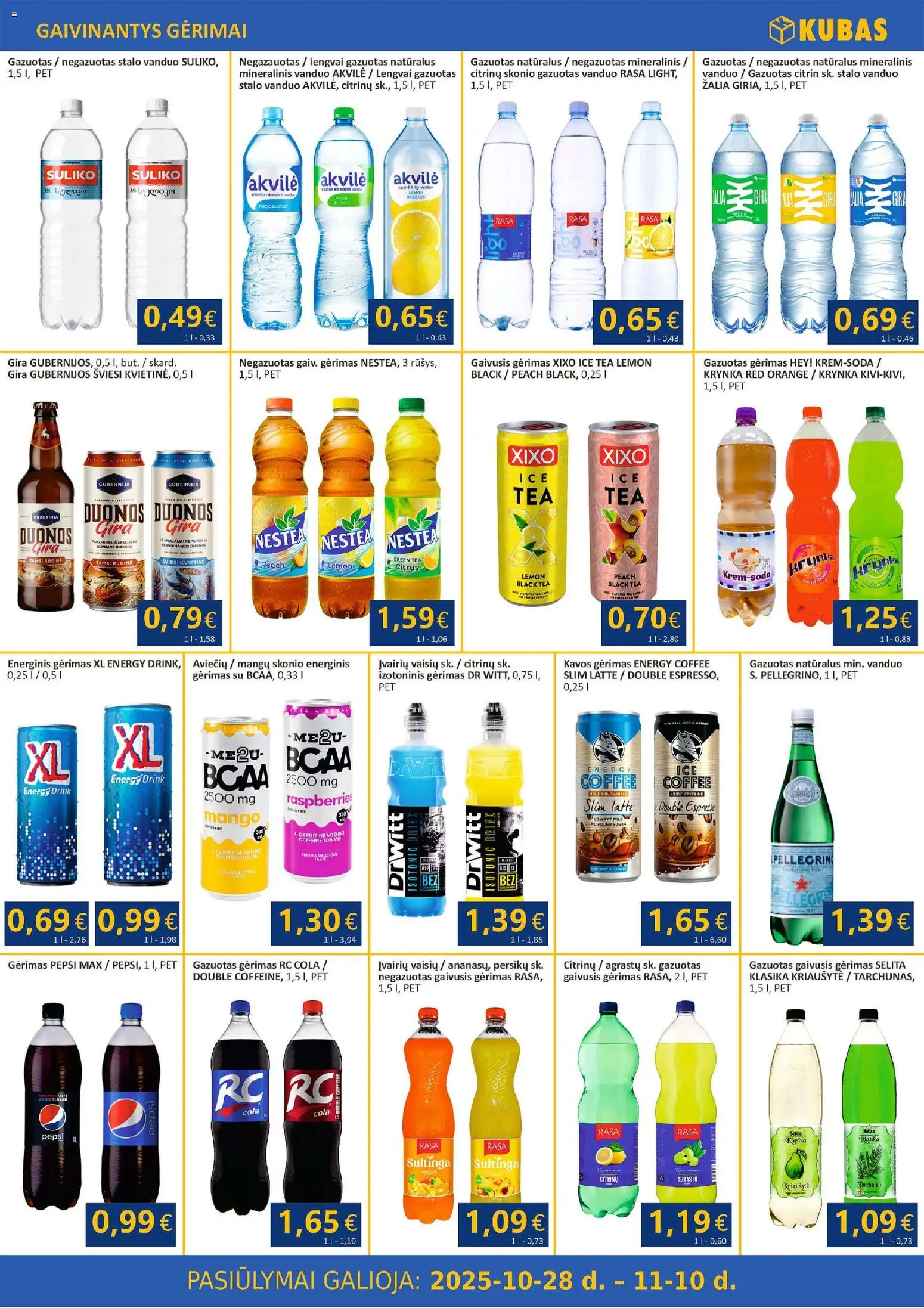 Kubas akcijos nuo 28.10.2025 | Puslapis: 8 | Prekių: Gaivusis gėrimas, Energinis gėrimas, Mineralinis vanduo