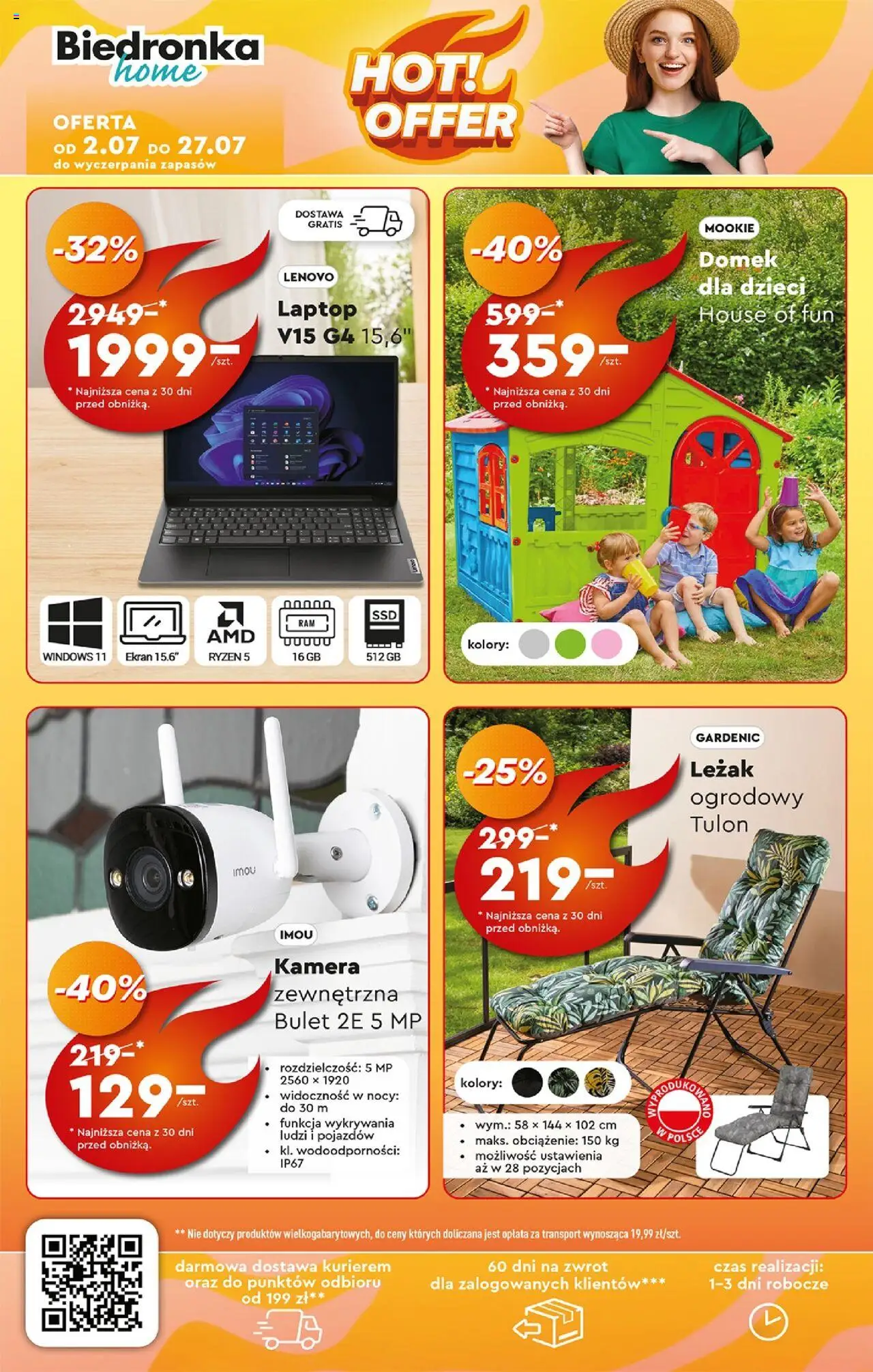 Biedronka gazetka - Okazje tygodnia od 30.06.2025 | Strona: 34 | Produkty: Laptop, Leżak, Leżak ogrodowy
