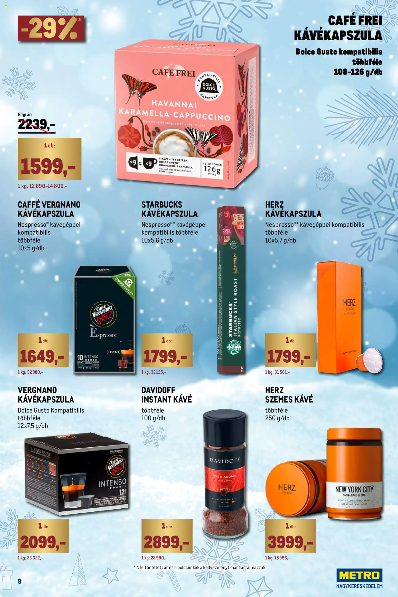 Metro akciós ujság - amely érvényes a következő dátumtól: 02.11.2025 | Oldal: 9 | Termékek: Cappuccino, Tej, Kávé, Instant kávé