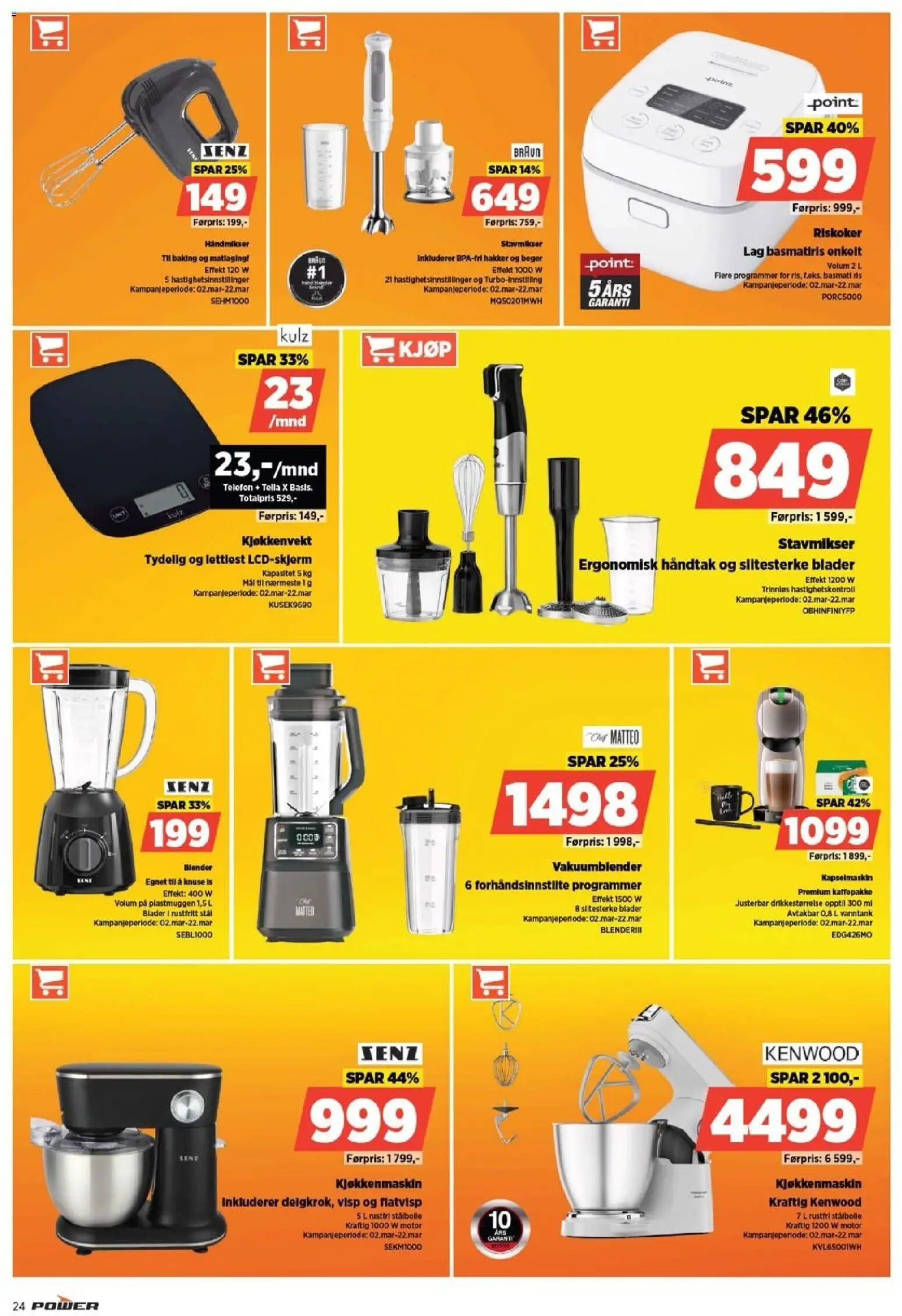 {H1} | Side: 24 | Produkter: Kjøkkenvekt, Ris, Telefon, Blender