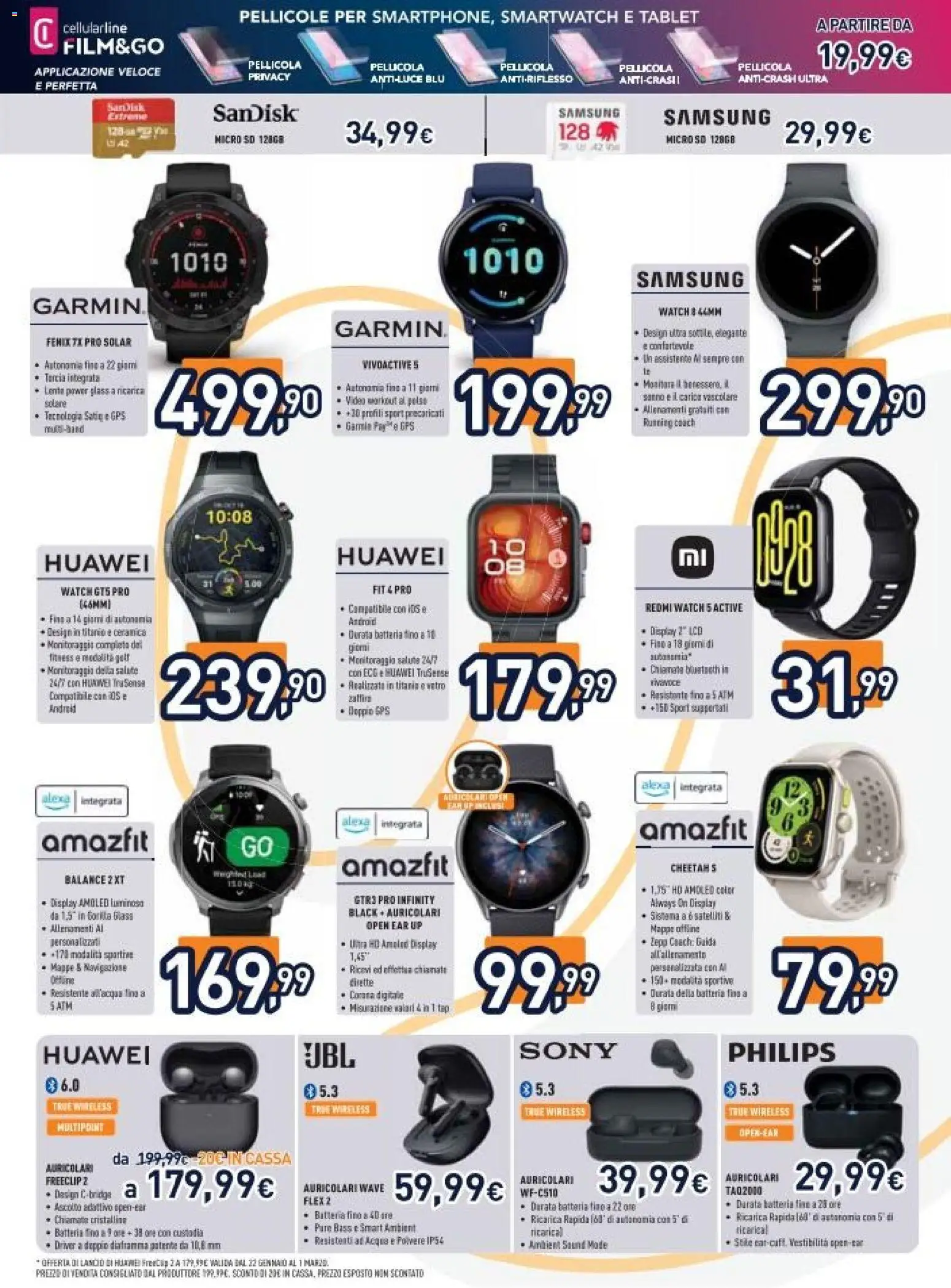 Volantino Unieuro del 13.02.2026 | Pagina: 7 | Prodotti: Video, Pellicola, Smartwatch, Samsung