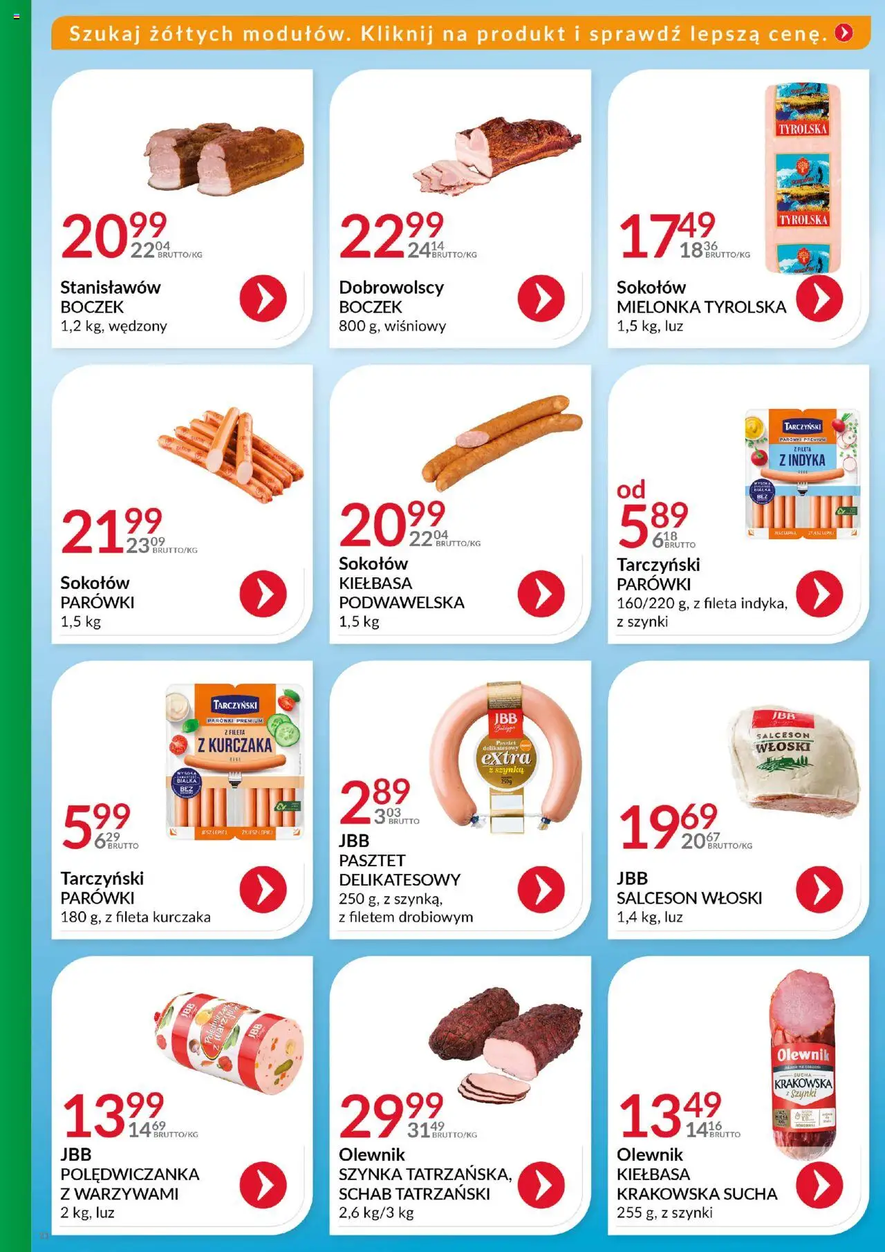 Eurocash Gazetka - Katalog Artykułów Spożywczych od 19.10.2025 | Strona: 21 | Produkty: Kiełbasa, Schab, Mielonka tyrolska, Parówki
