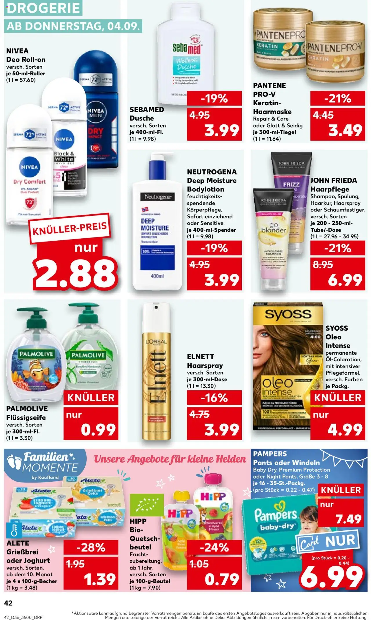Kaufland prospekt Jena	 – gültig ab 07.09.2025 | Seite: 42 | Produkte: Pampers, Haarmaske, Deodorant, Deo Roll-On