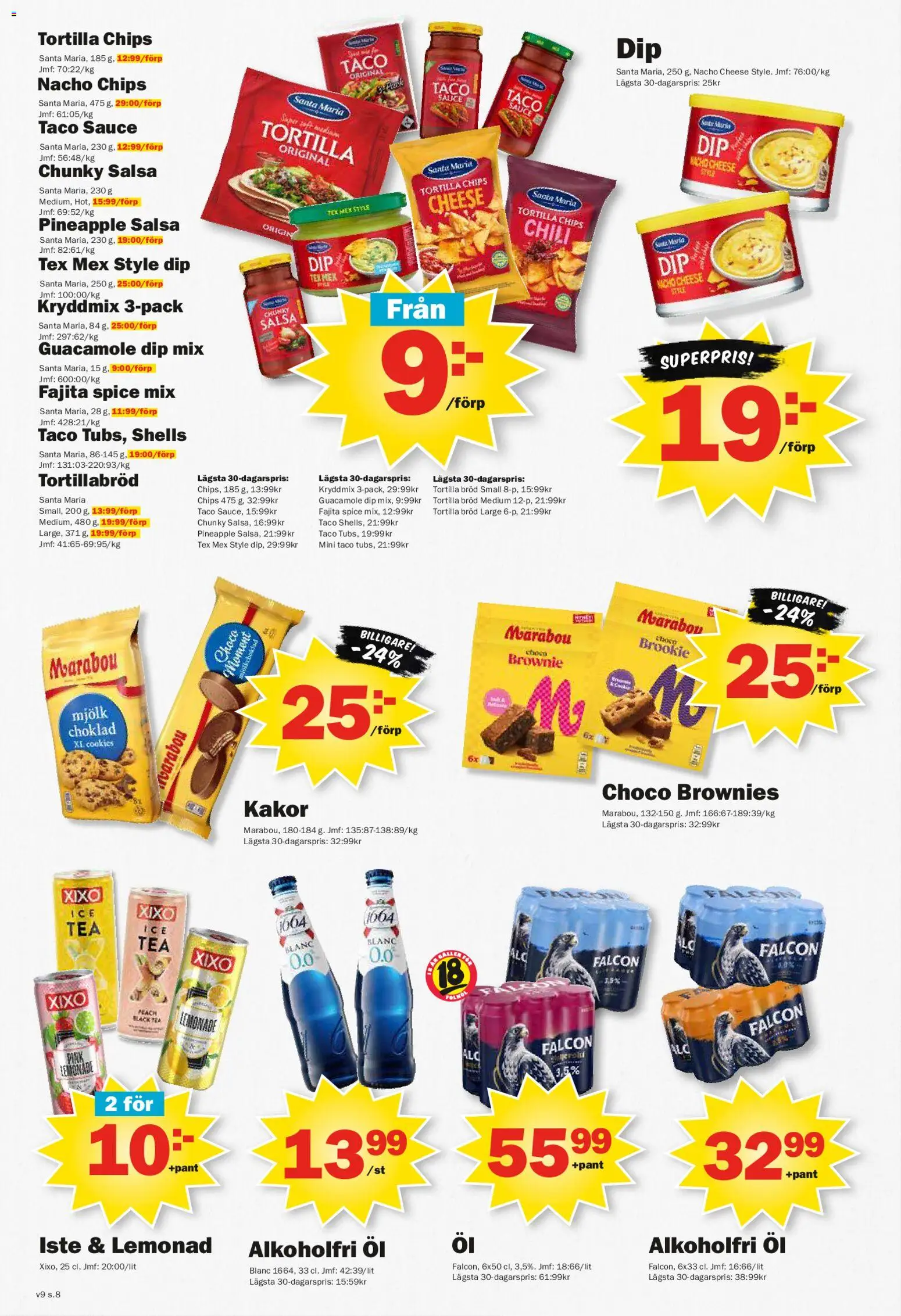 Pekås reklamblad aktuell från 23.02.2026 | Sida: 8 | Produkter: Tortilla, Salsa, Chili, Öl