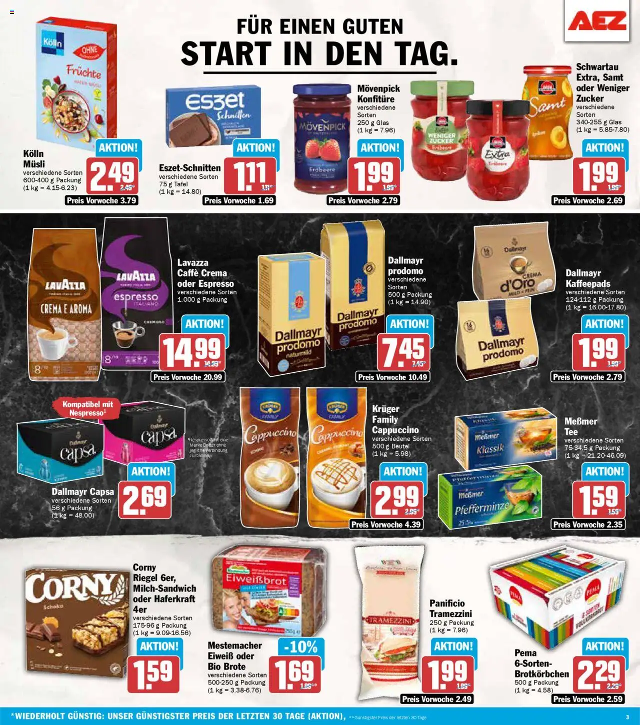 AEZ Prospekt 	 – gültig ab 13.10.2025 | Seite: 3 | Produkte: Corny riegel, Kolln, Messmer, Dallmayr