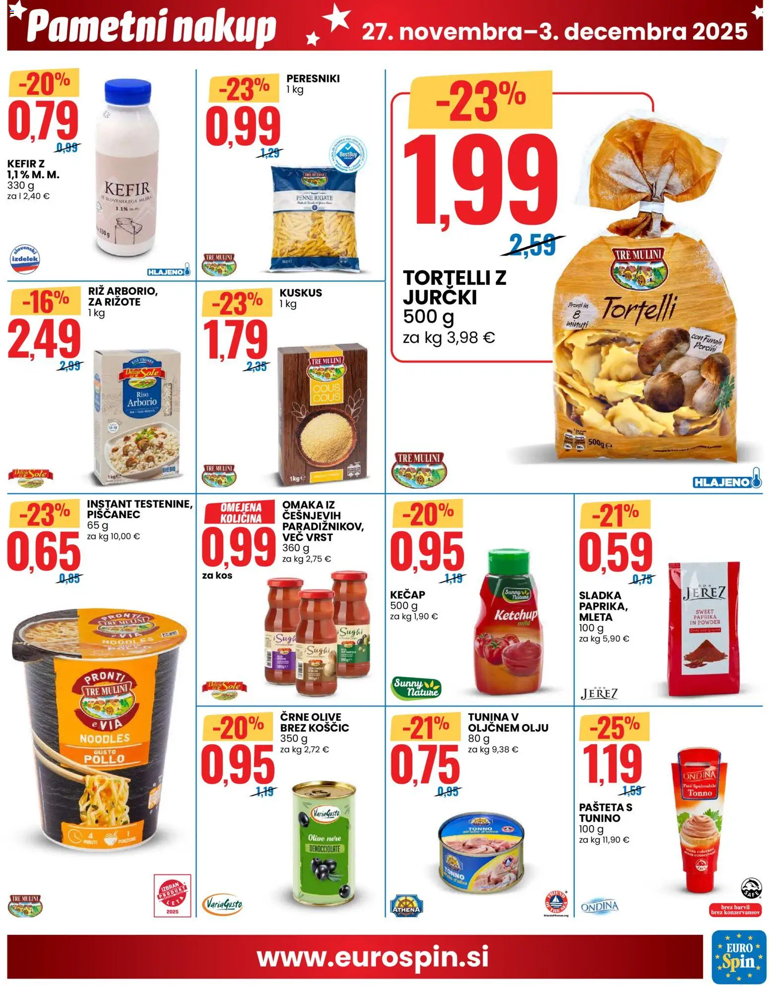 Novi Eurospin katalog ponudbe – veljaven od 27.11.2025 | Stran: 7 | Izdelki: Kefir, Pašteta, Kecap, Omaka