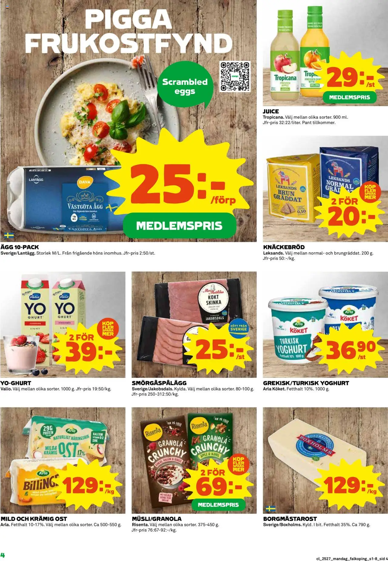 Coop reklamblad aktuell från 30.06.2025 | Sida: 4 | Produkter: Kanel, Ägg, Juice, Granola